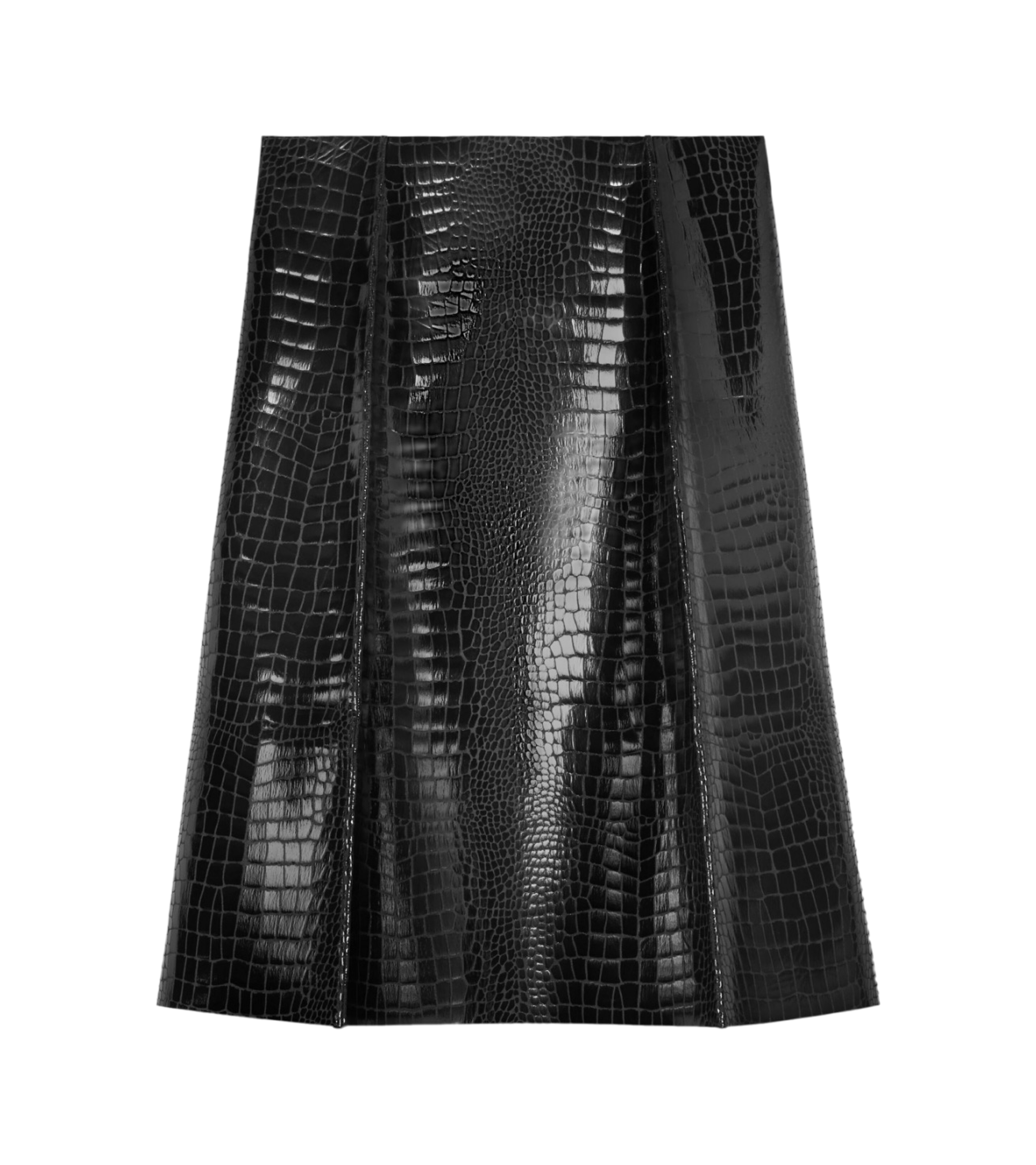 Crocodile-Effect Midi Skirt