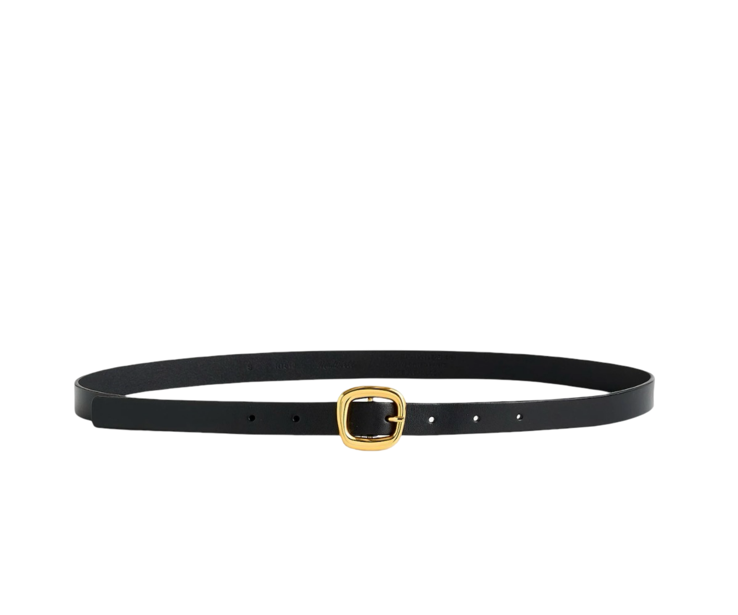 Sculptural Buckle Leather Skinny Belt