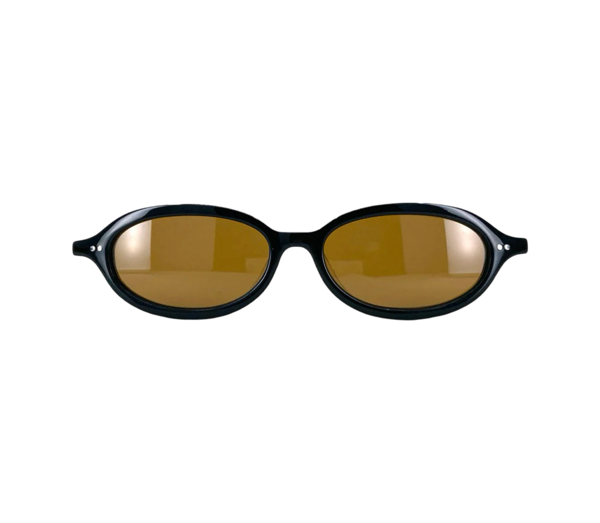 90s Slim Oval Sunglasses - Black/Brown