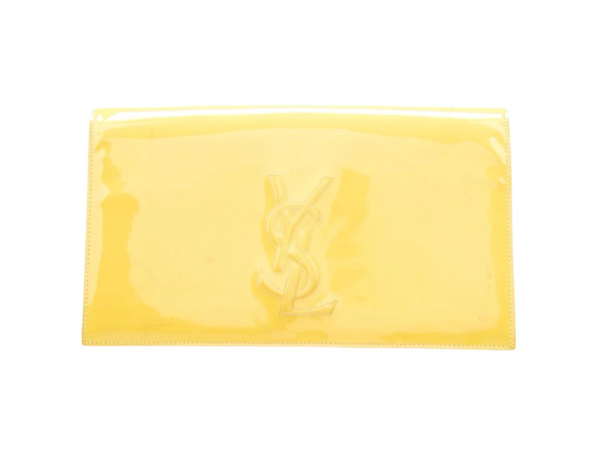 Rive Gauche Logo Patent Leather Clutch