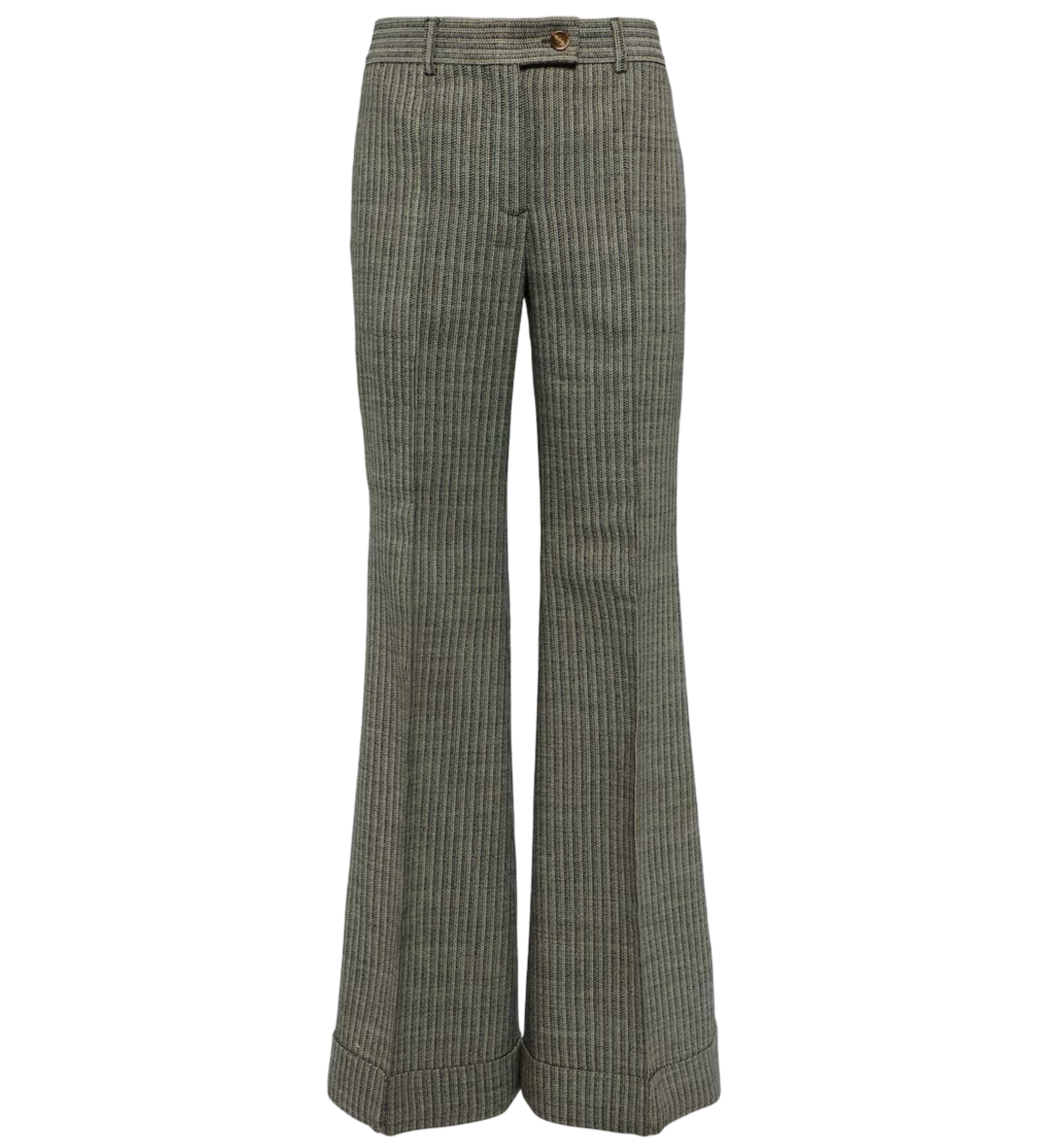 Pinstripe Wool-Blend Flared Pants