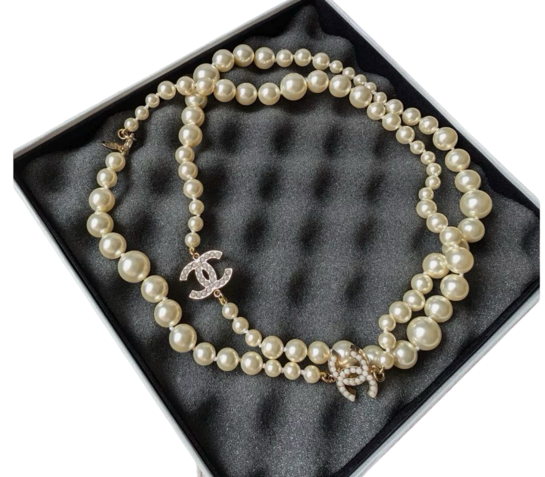 Chanel CC 10V Classic GHW Pearl Long Necklace