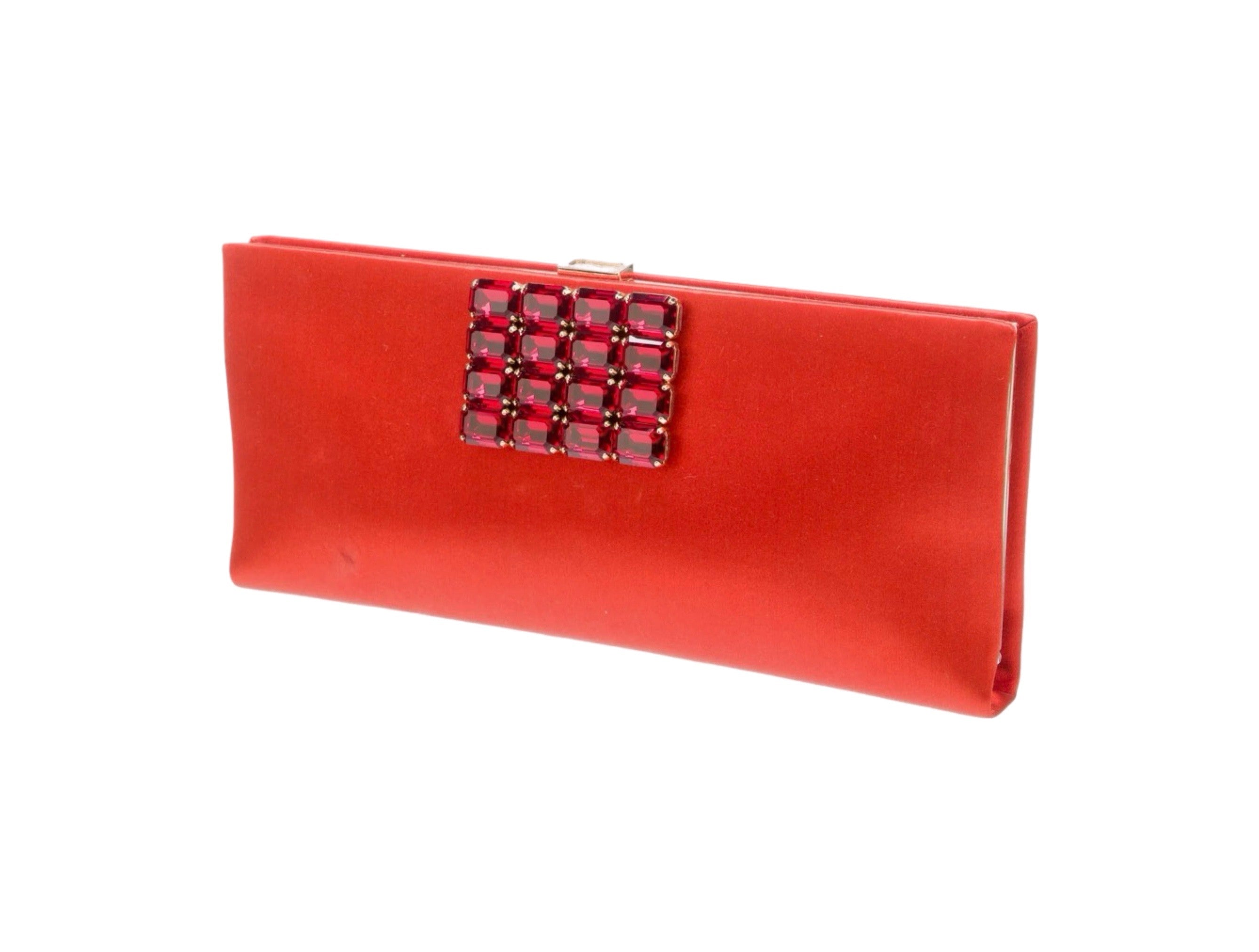 Crystal Embellished Satin Clutch