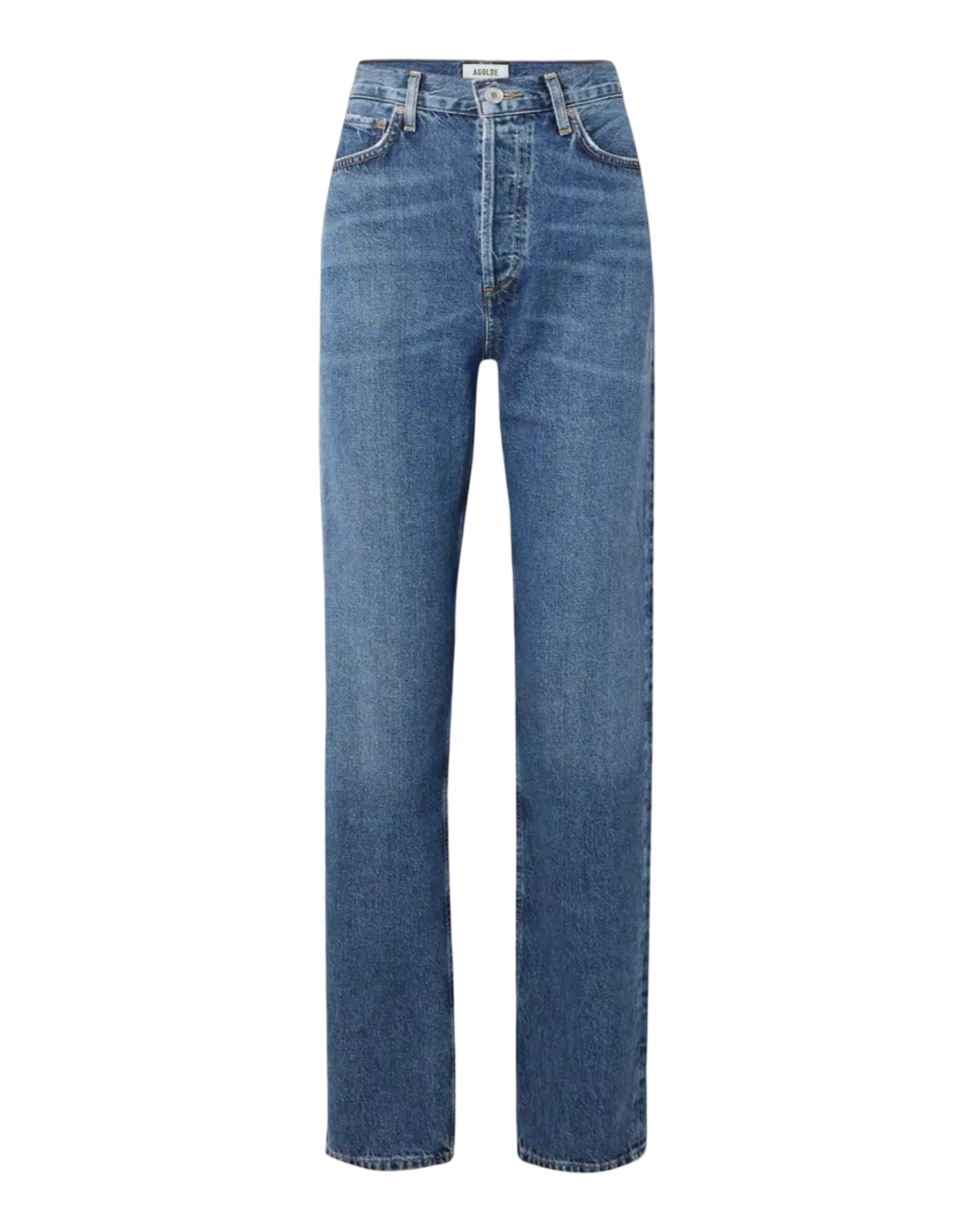 + NET SUSTAIN 90's Pinch Waist Long High-rise Straight-leg Organic Jeans