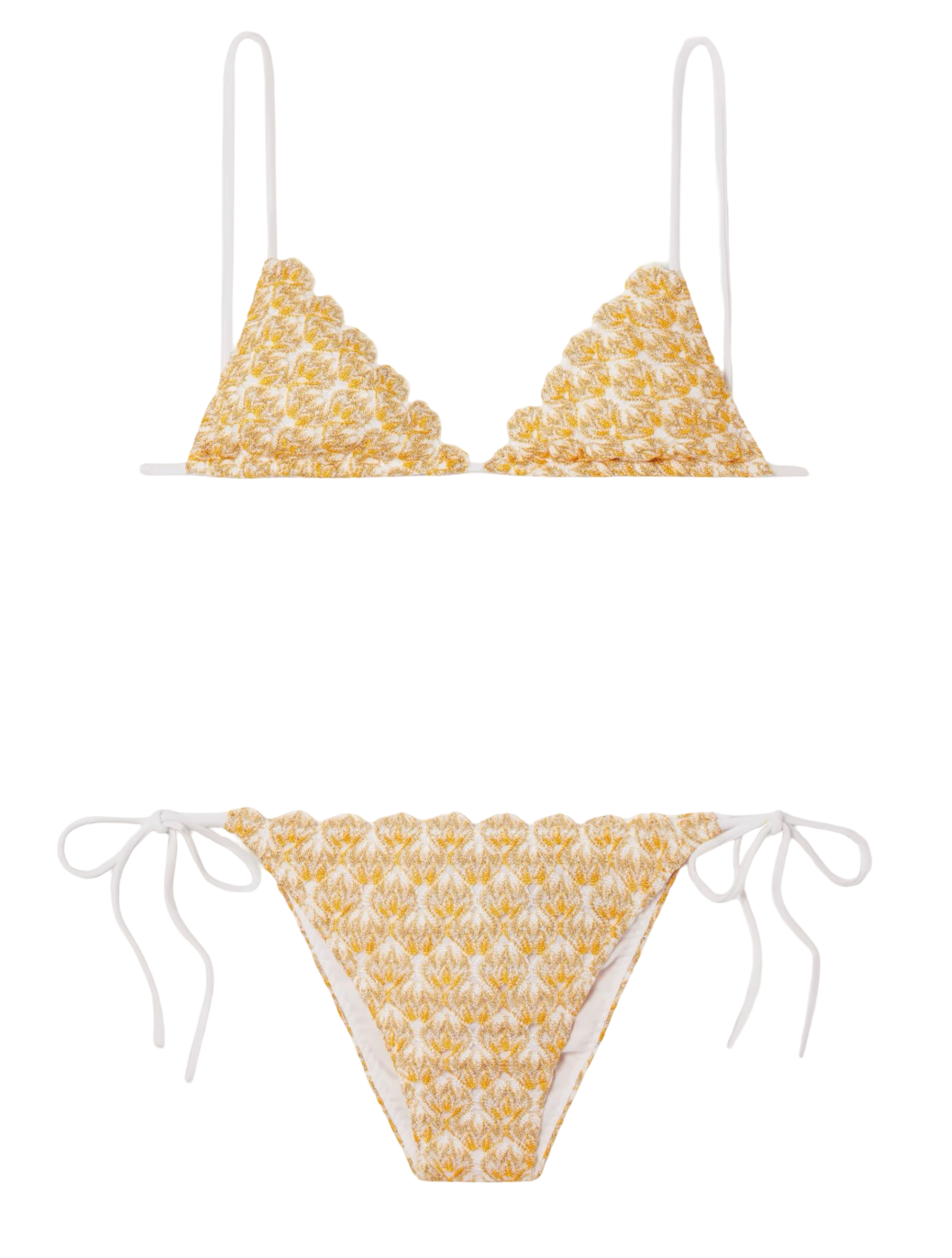 Mare metallic crochet-knit bikini