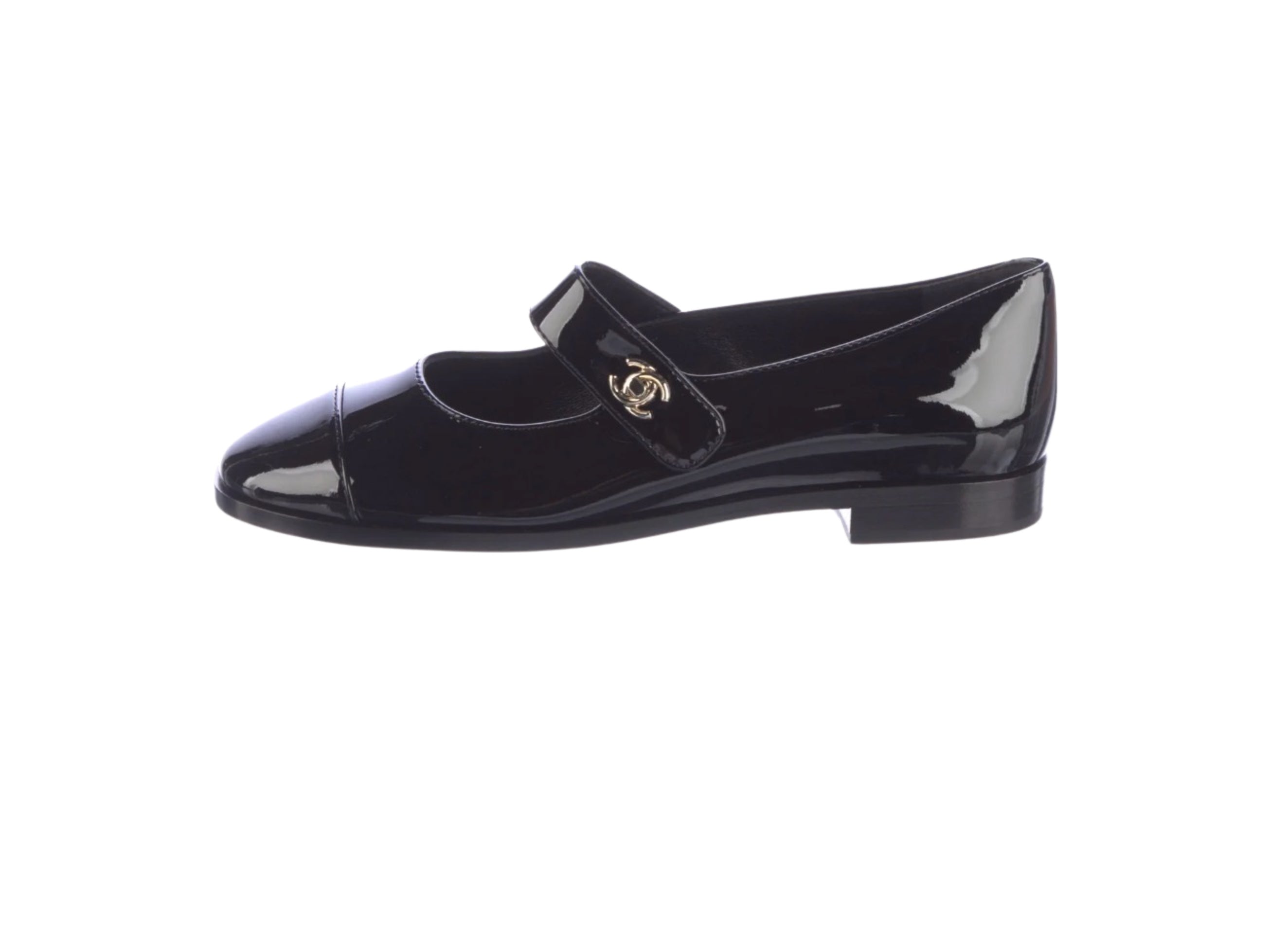 Interlocking Logo Patent Leather Mary Jane Flats