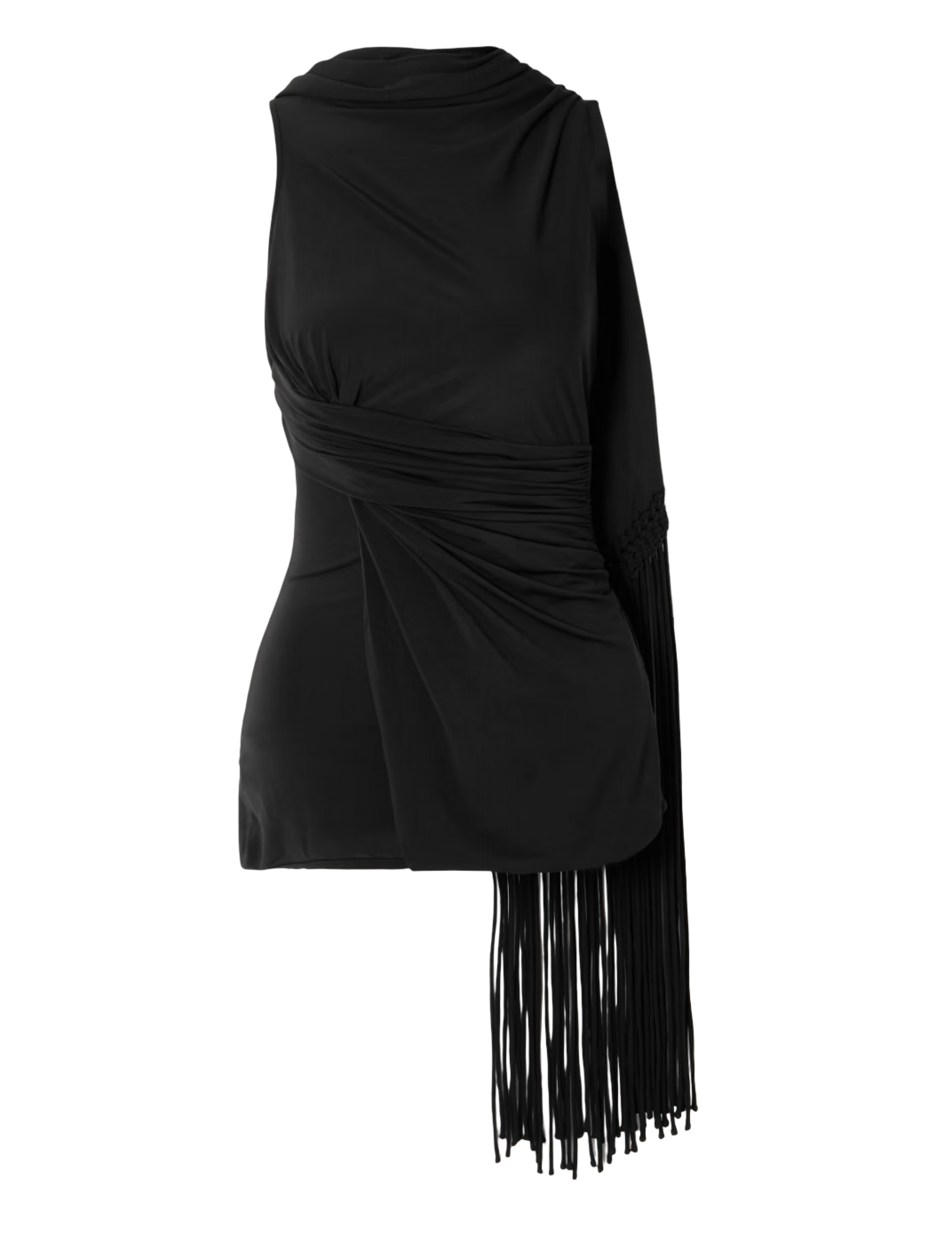 Laon Macramé-Trimmed Draped Gathered Stretch-Jersey Top
