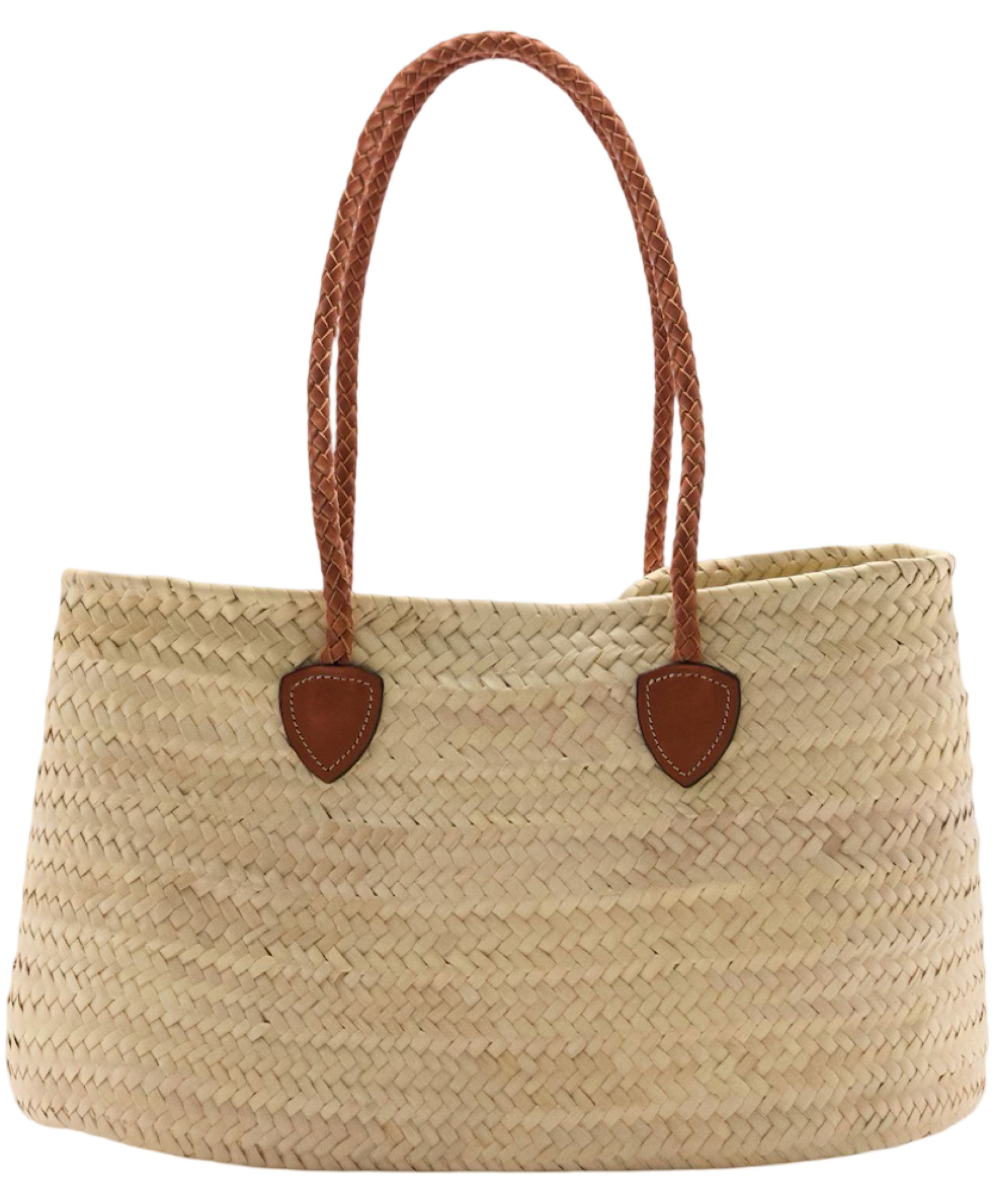 Natural Fiber Bag with Leather Handles