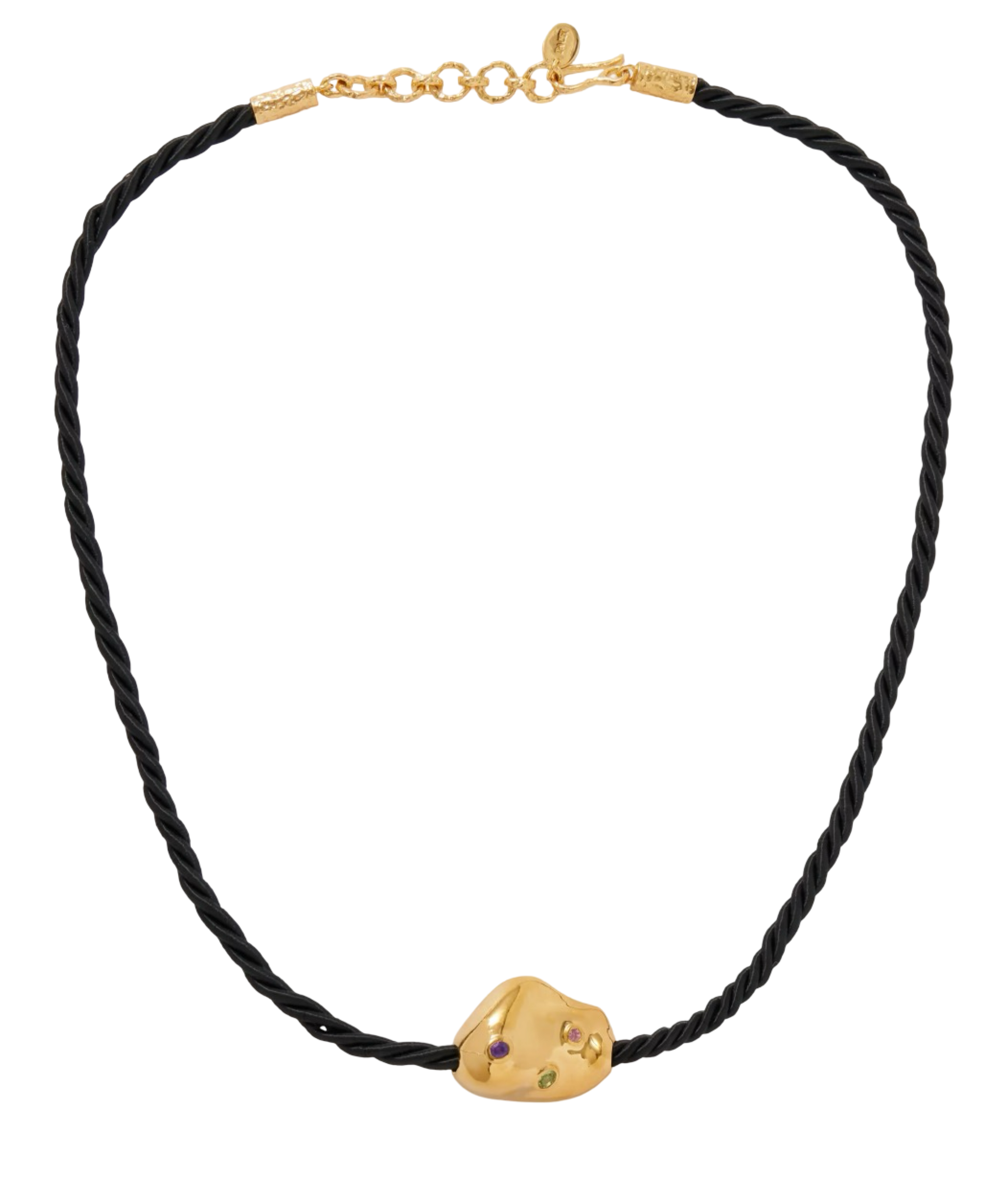 Jahn gold-plated, multi-stone and cord necklace