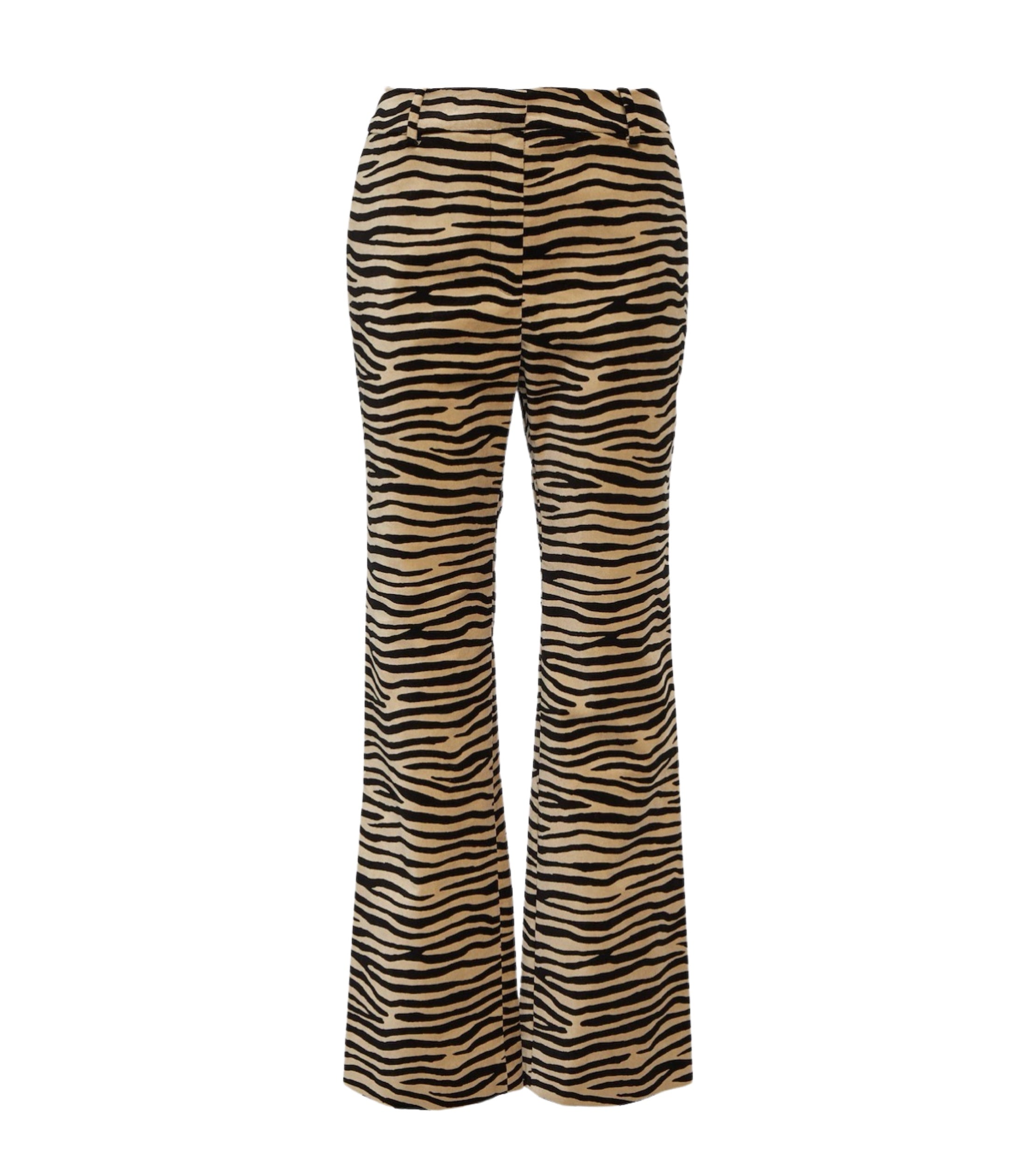 Tiger-print CottonTtwill Flared Pants