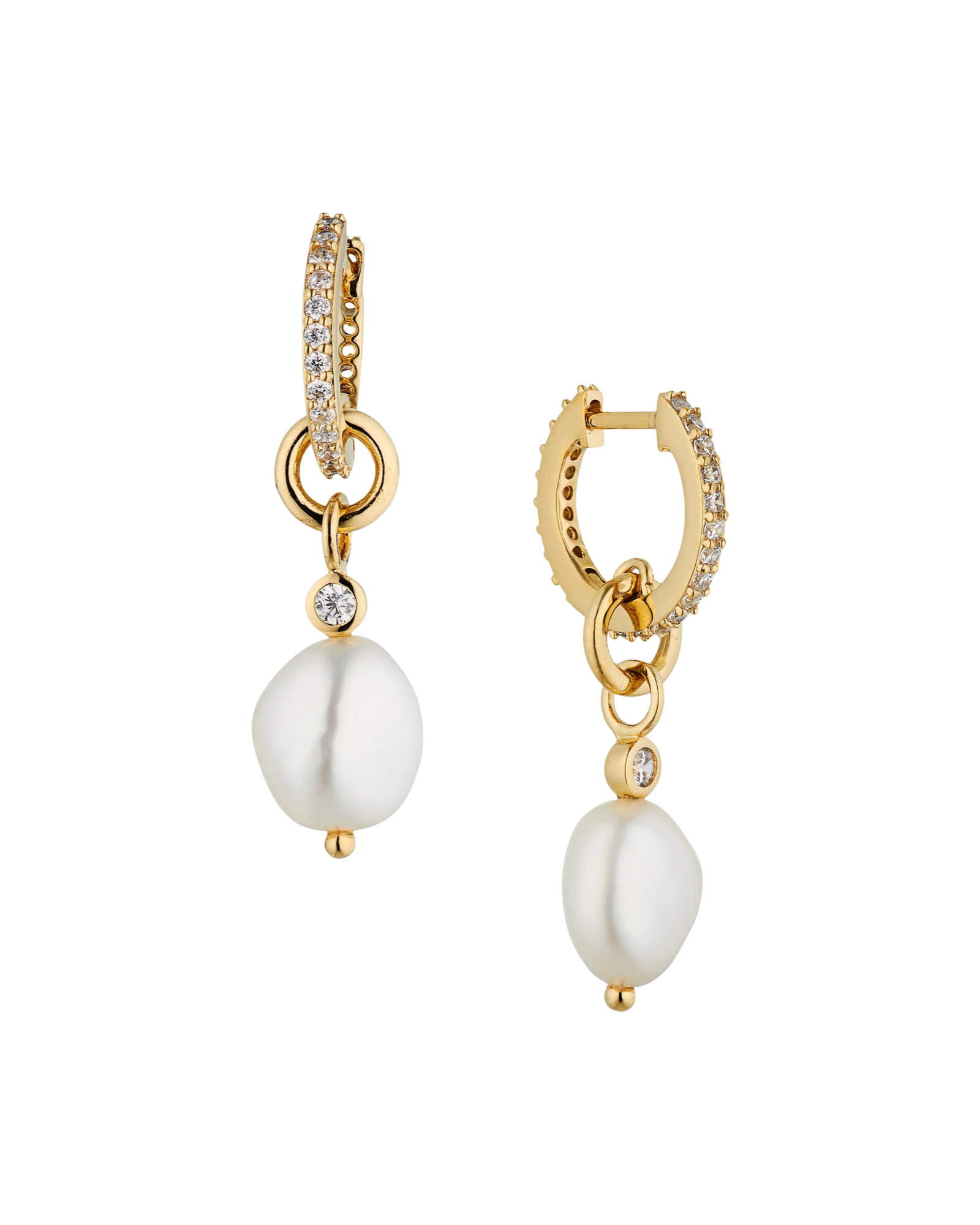 Pearl Huggie Drop Earrings
