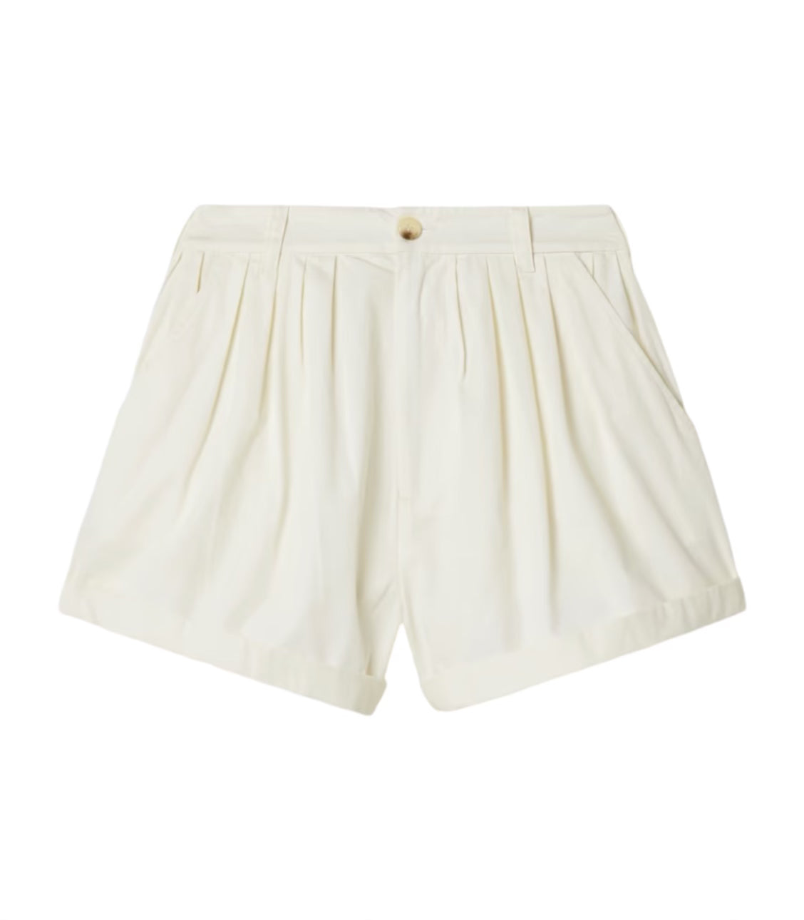 Paige Pleated Organic Cotton-poplin Shorts