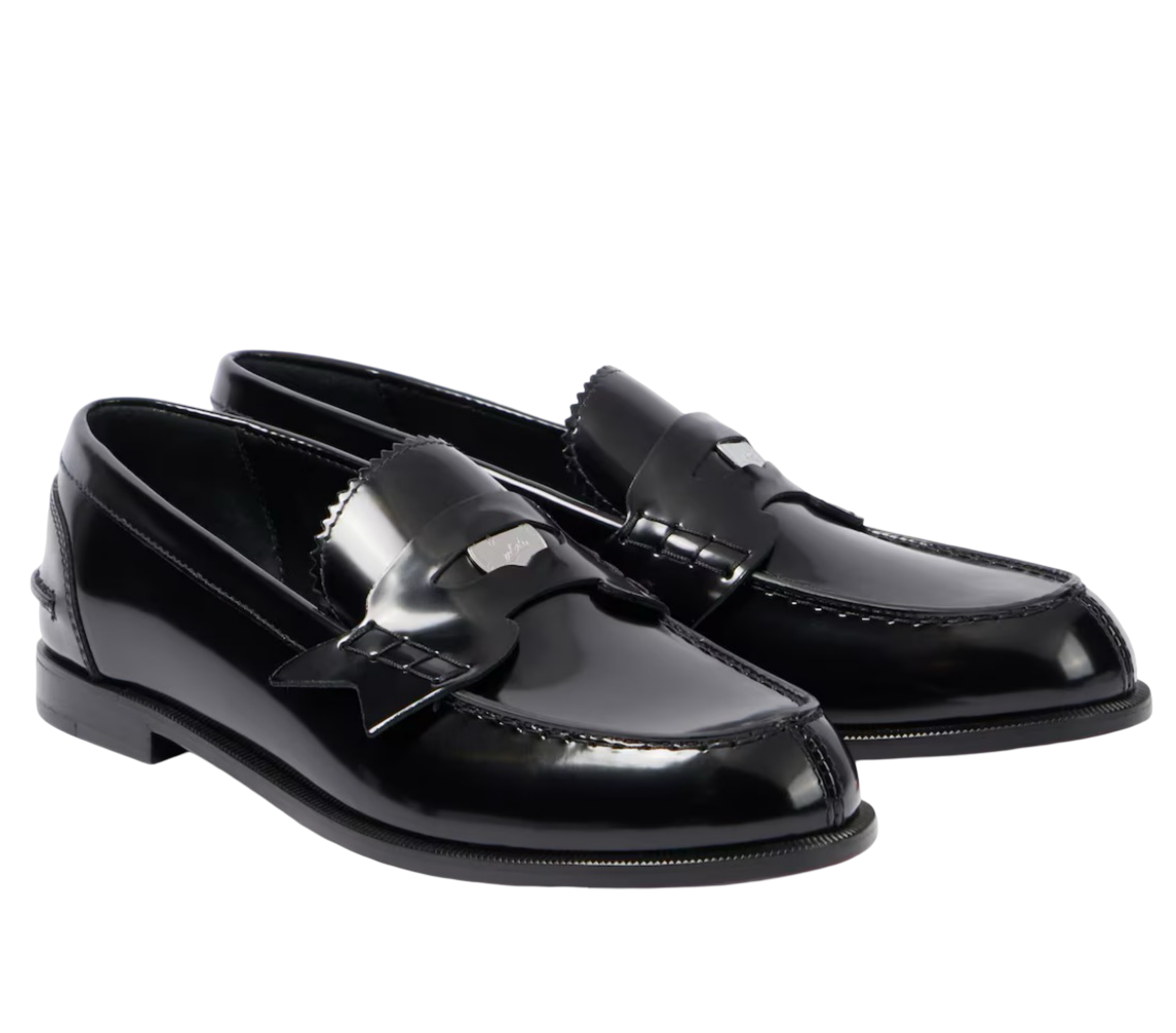 Penny Suede-trimmed Leather Loafers