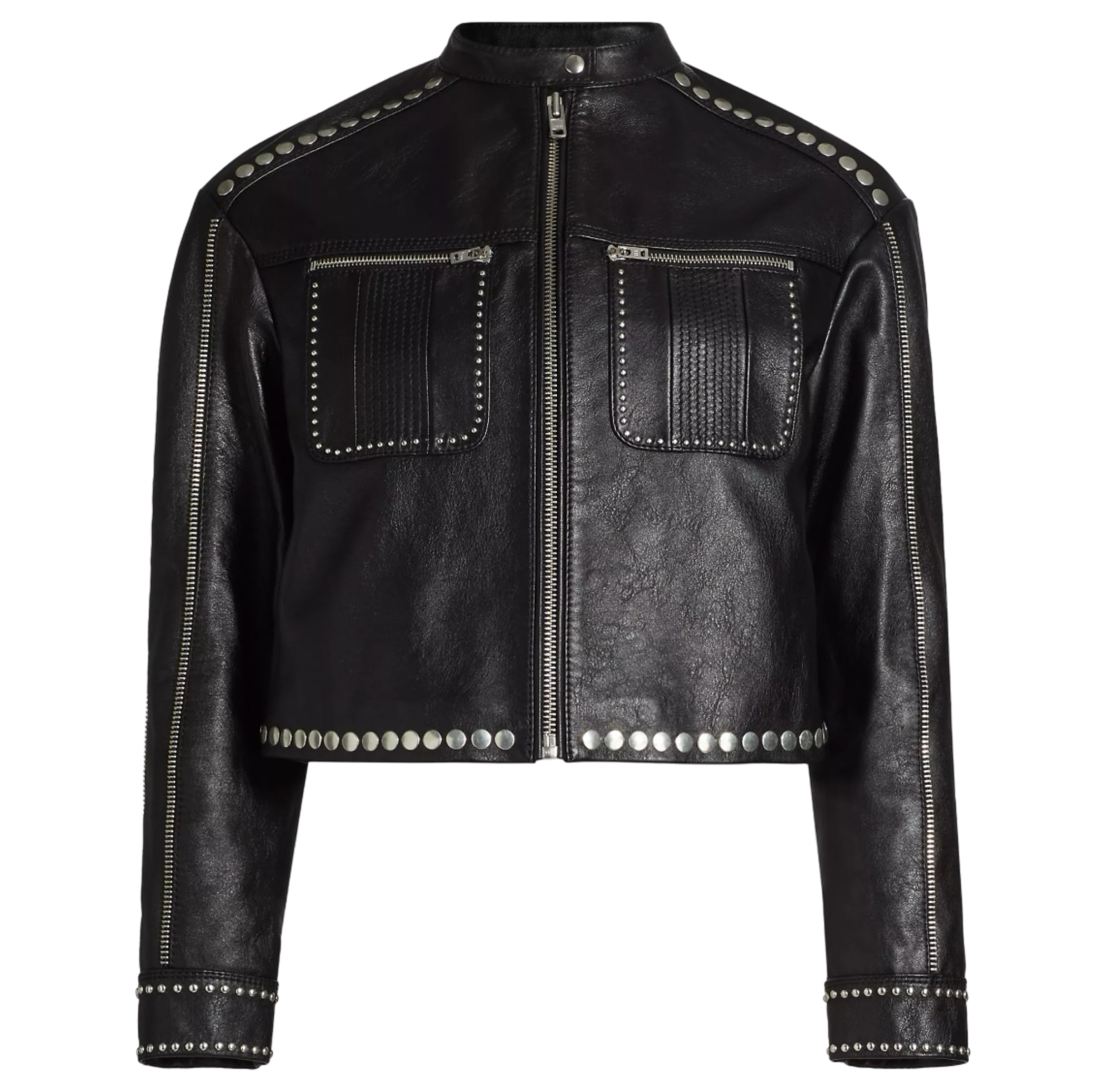 Studded Leather Biker Jacket