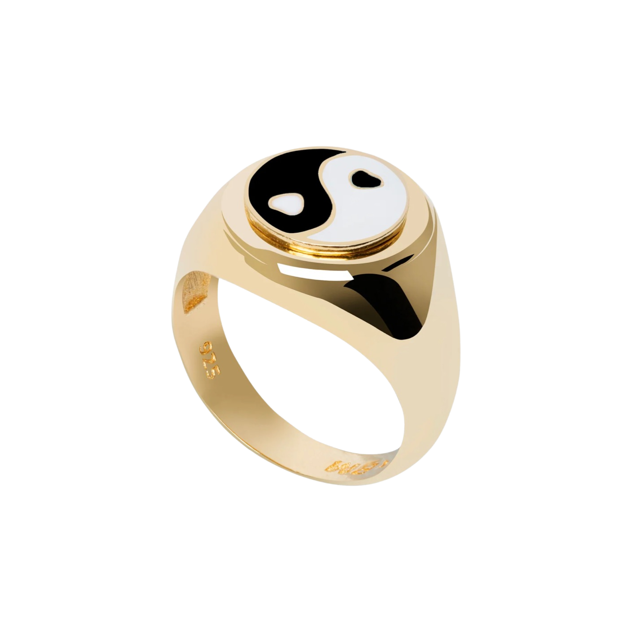 Gold Black Yin Yang Ring