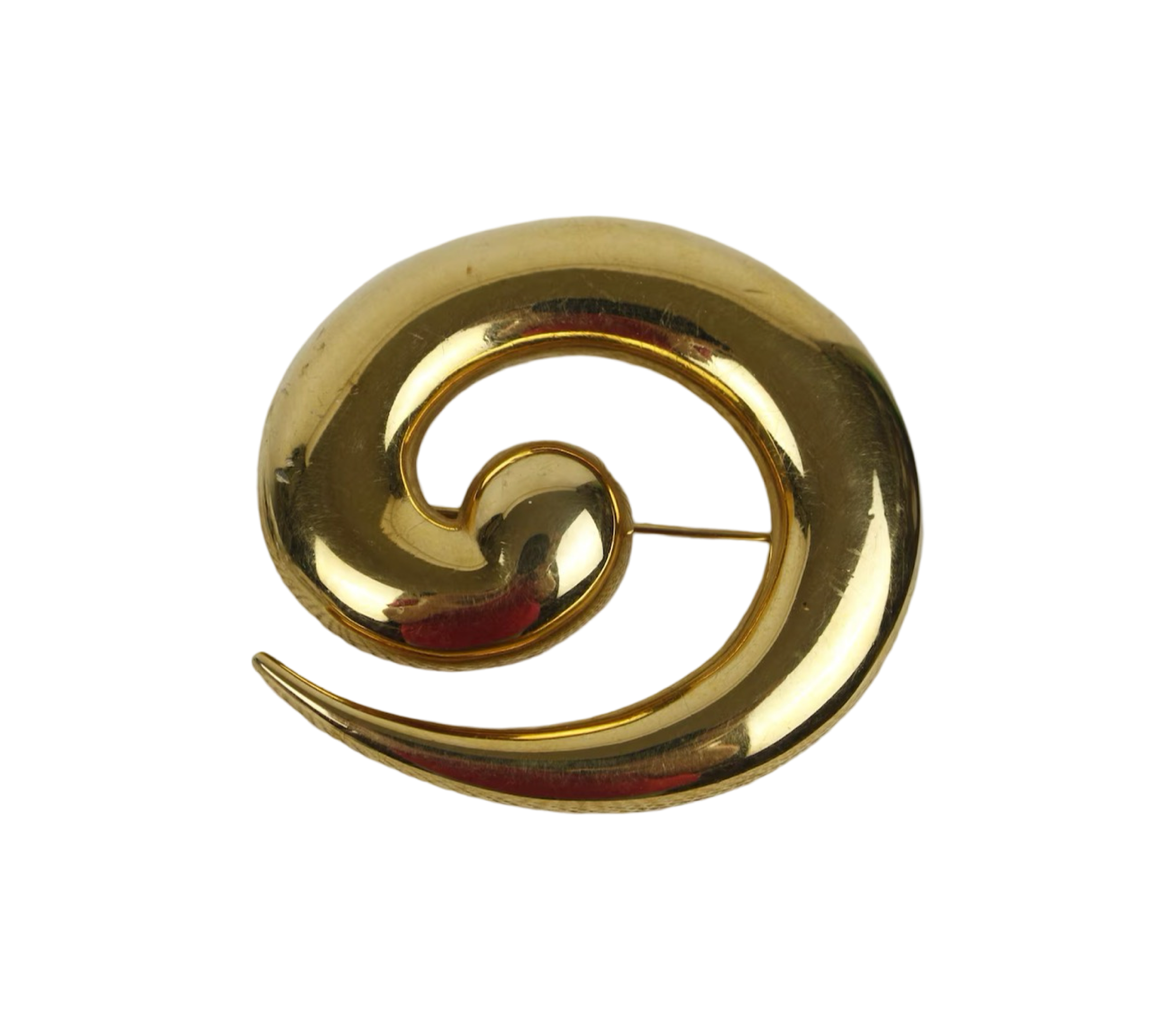 Vintage Gold Tone Monet Swirl Pin Chunky Large Spiral Brooch