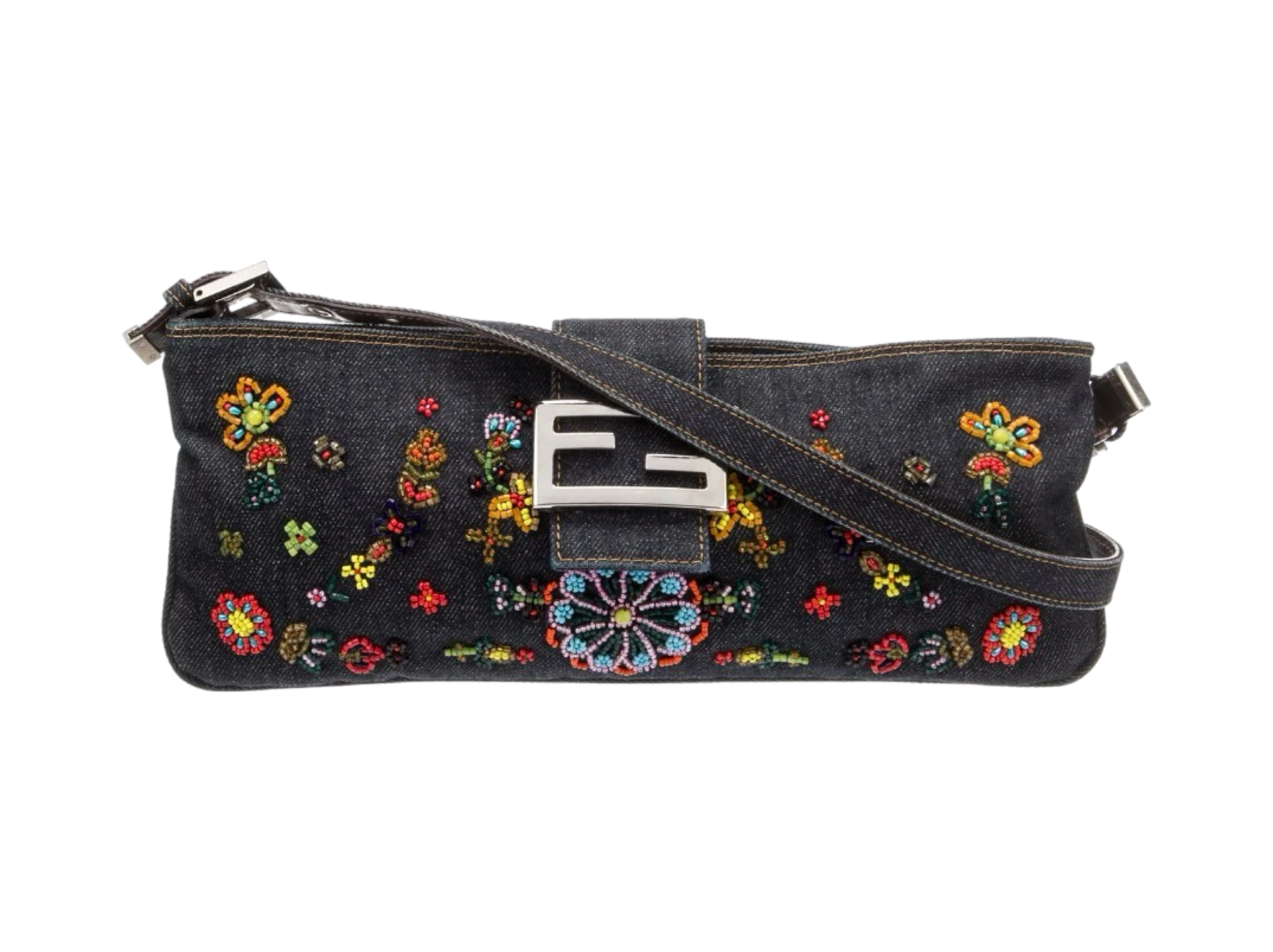 Beaded Denim Mama Baguette