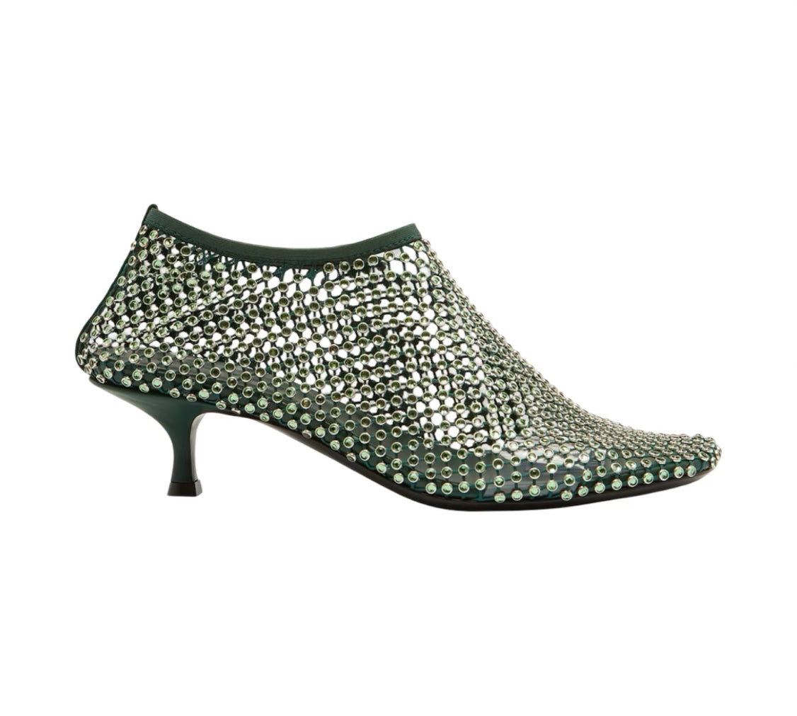 Minette Crystal-Embellished Mesh Pumps