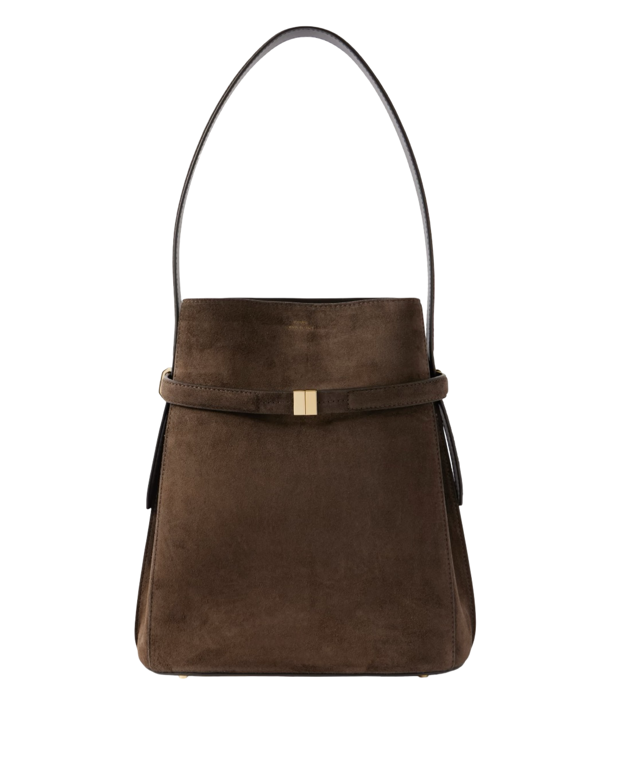 Belted suede tote