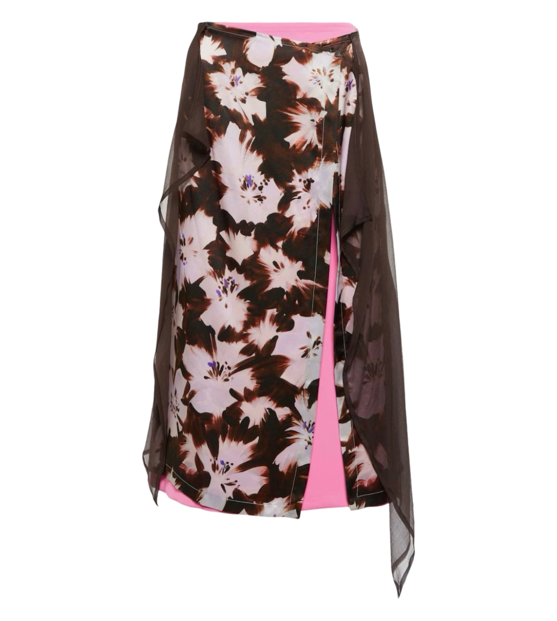 Floral Silk-blend Midi Skirt