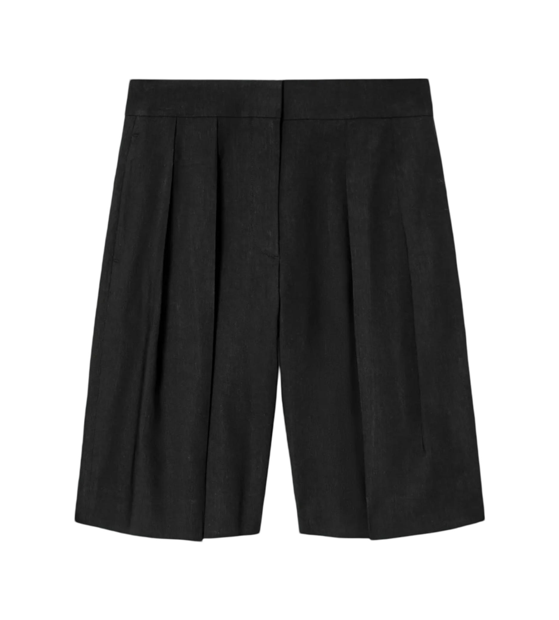 Longline Pleated Linen Shorts