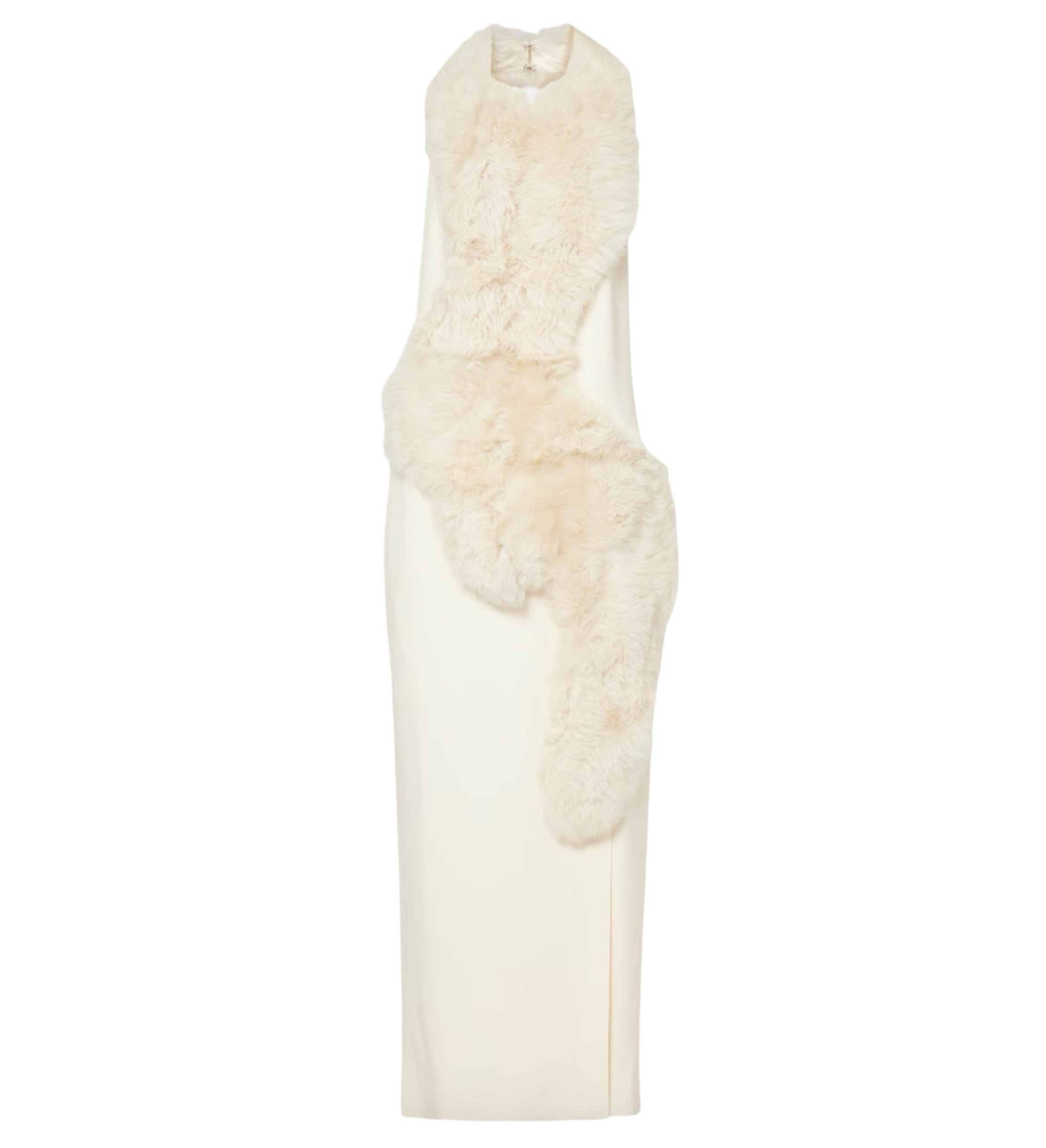 Shearling-Trimmed Cady Midi Dress