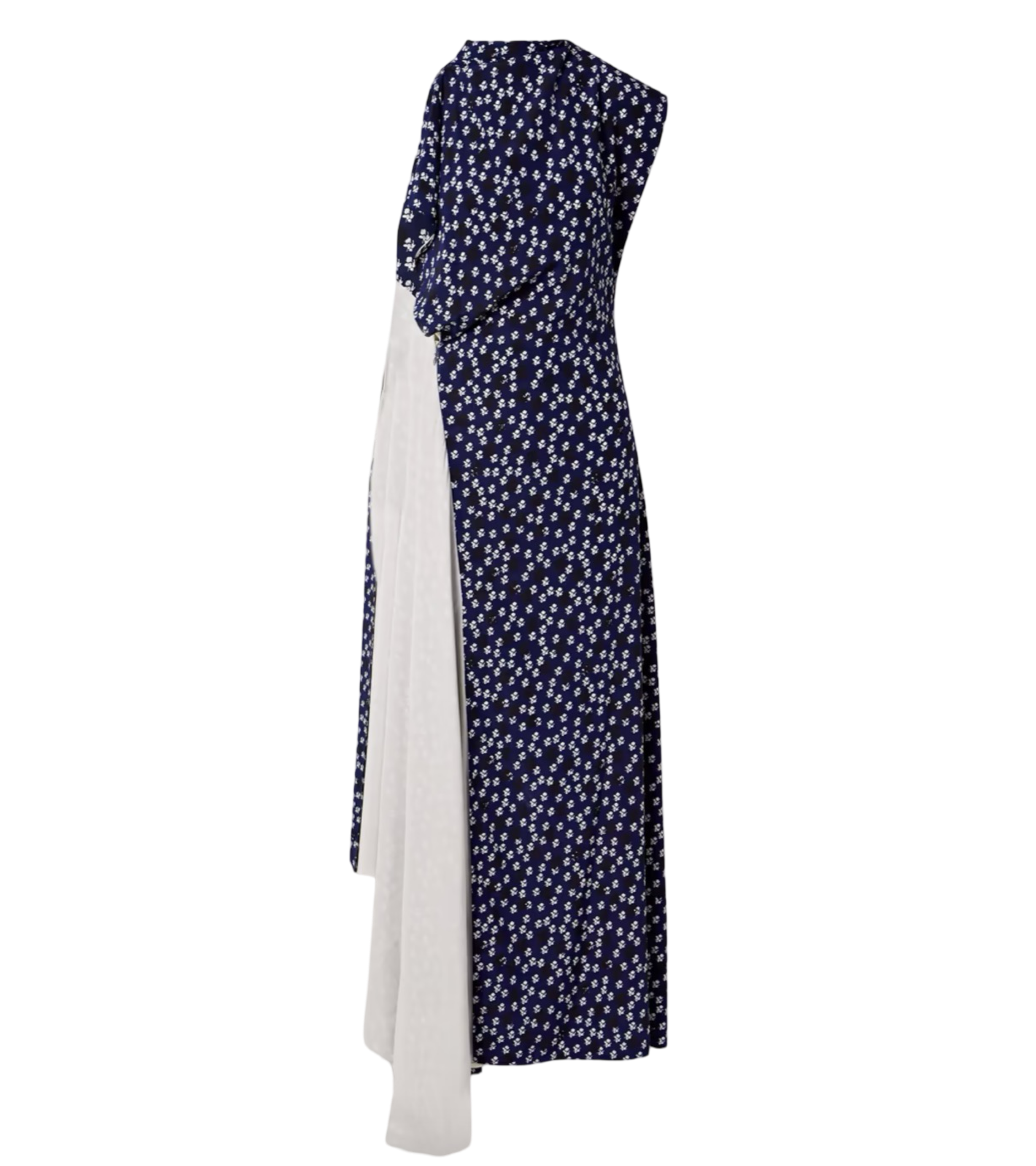Devyn Asymmetric Draped Floral-Print Poplin Maxi Dress
