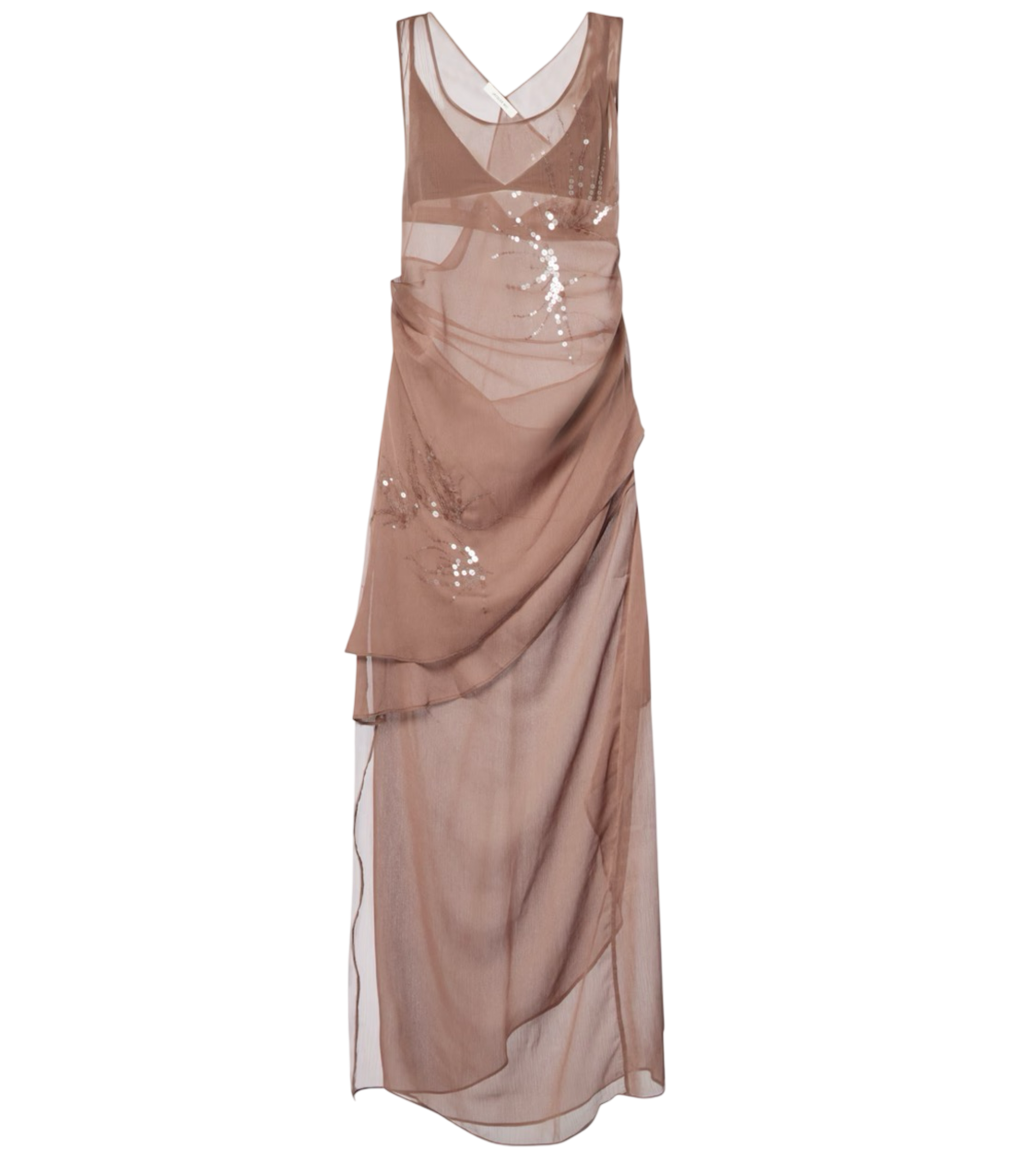 Draped Sequined Tulle Dress