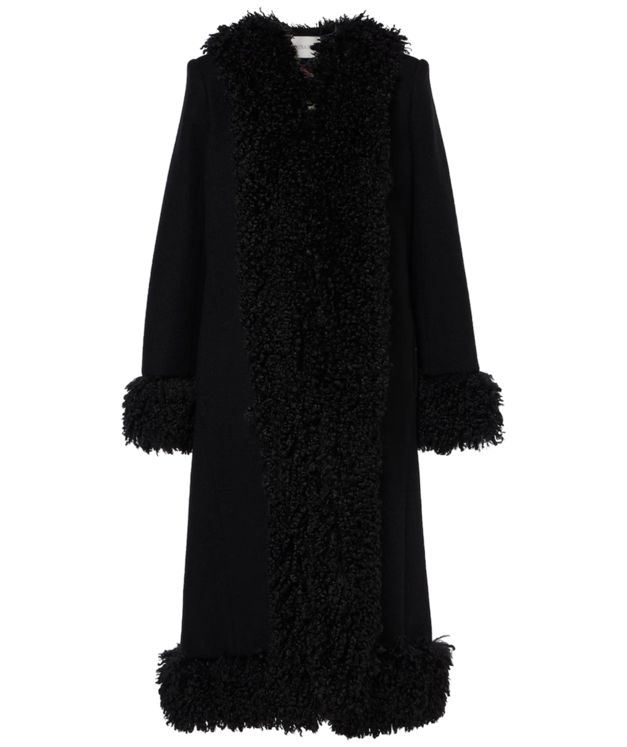 Faux Fur-Trimmed Wool Coat