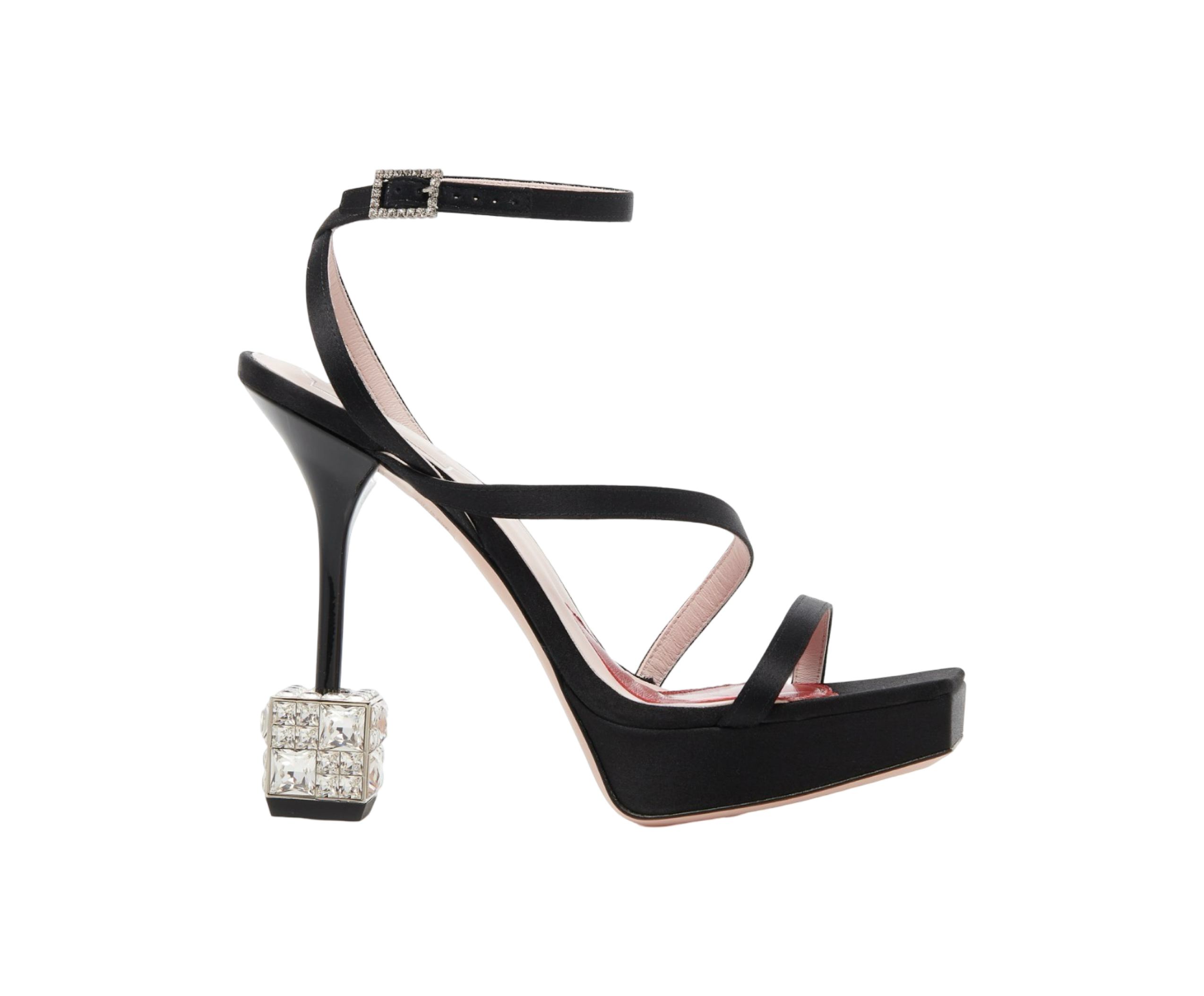 Embellished-Cube Satin Sandals