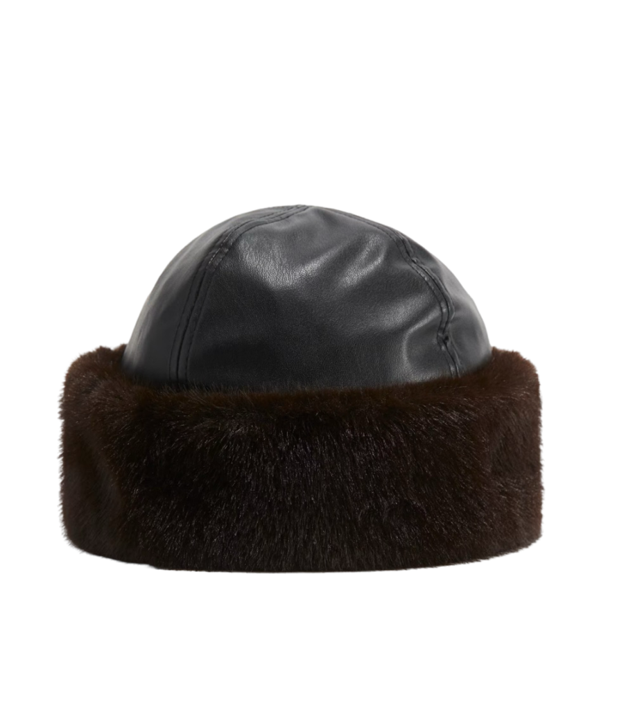 Coated Hat with Fluffy Trim