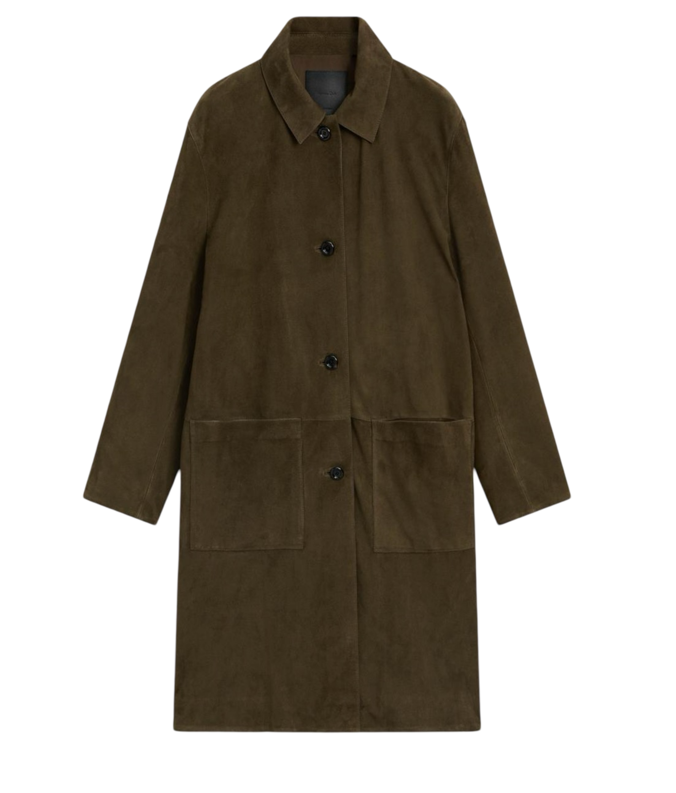 Suede Leather Coat With Patch Pockets