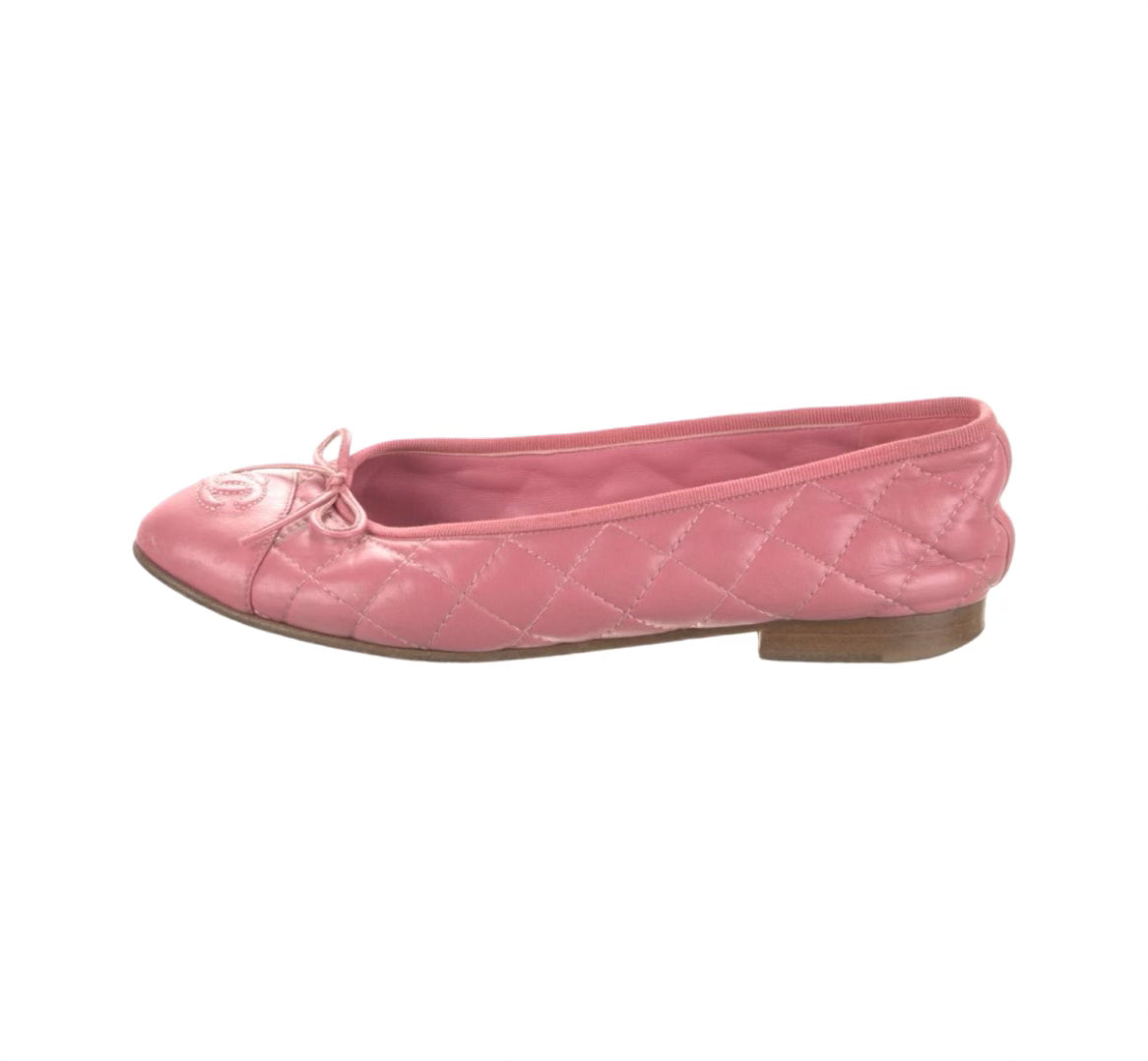 Interlocking CC Logo Leather Ballet Flats