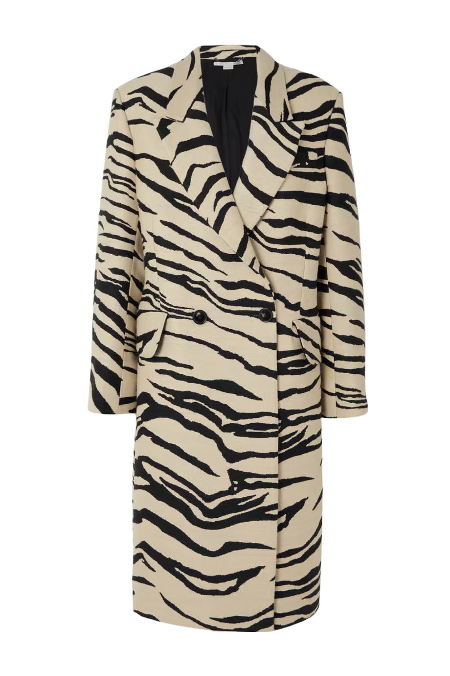 Double-breasted Zebra-print Woven Coat