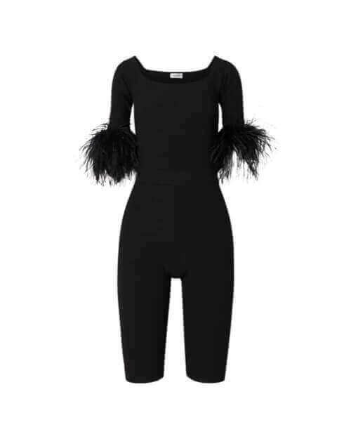 Feather-trim Playsuit