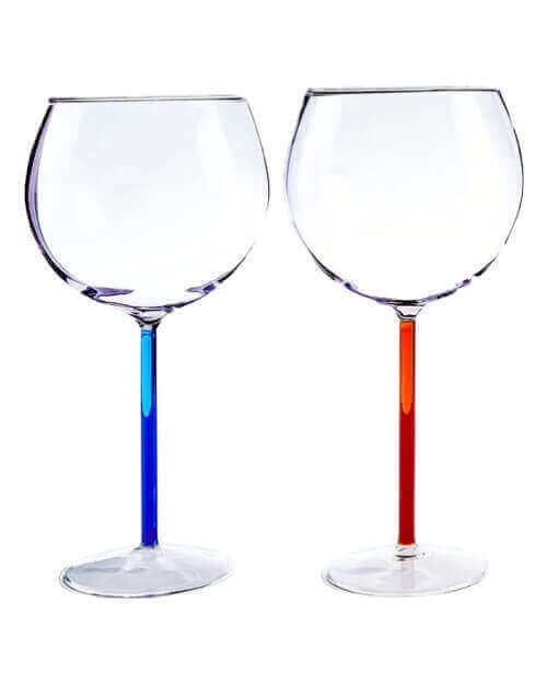 Color Accent Red Wine Glasses Set