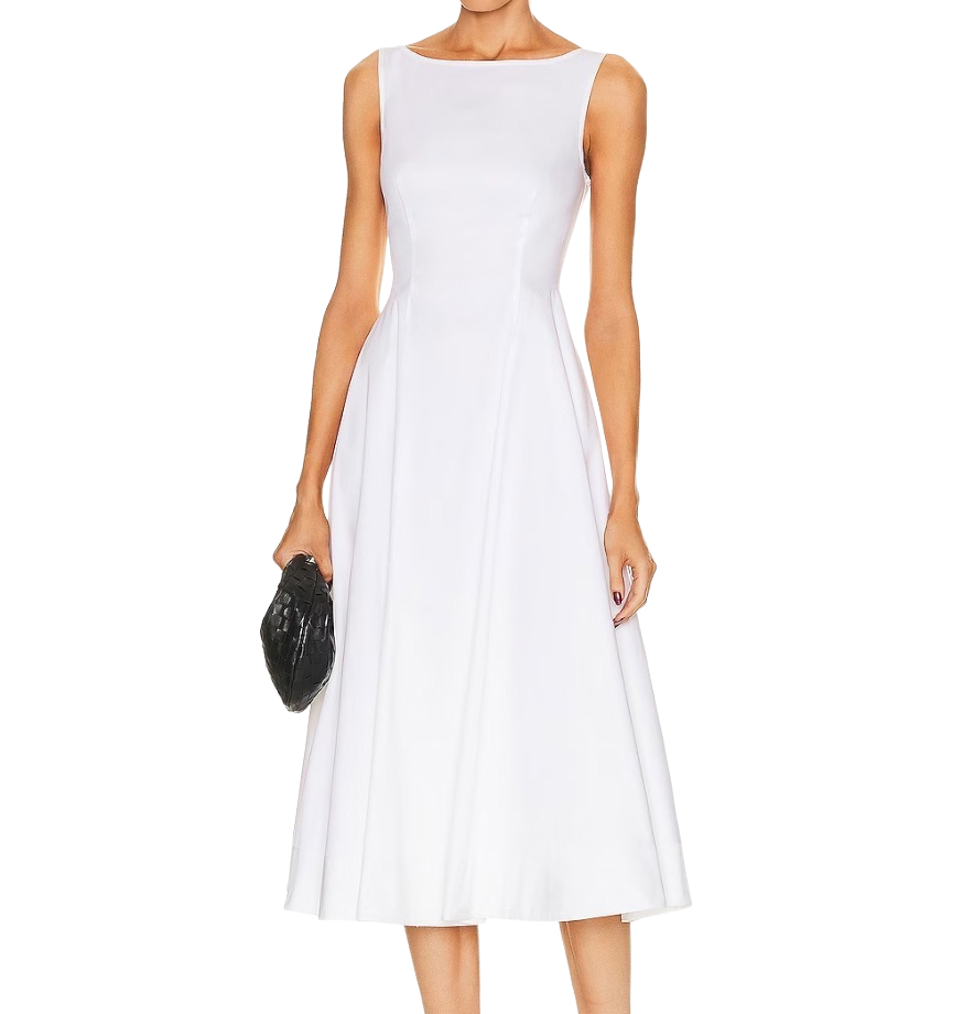 Stretch Cotton Sateen Midi Dress