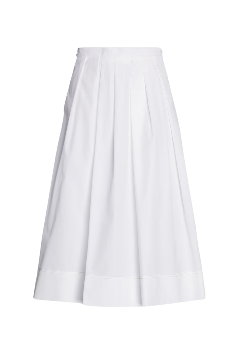 Pleated Cotton-poplin Skirt