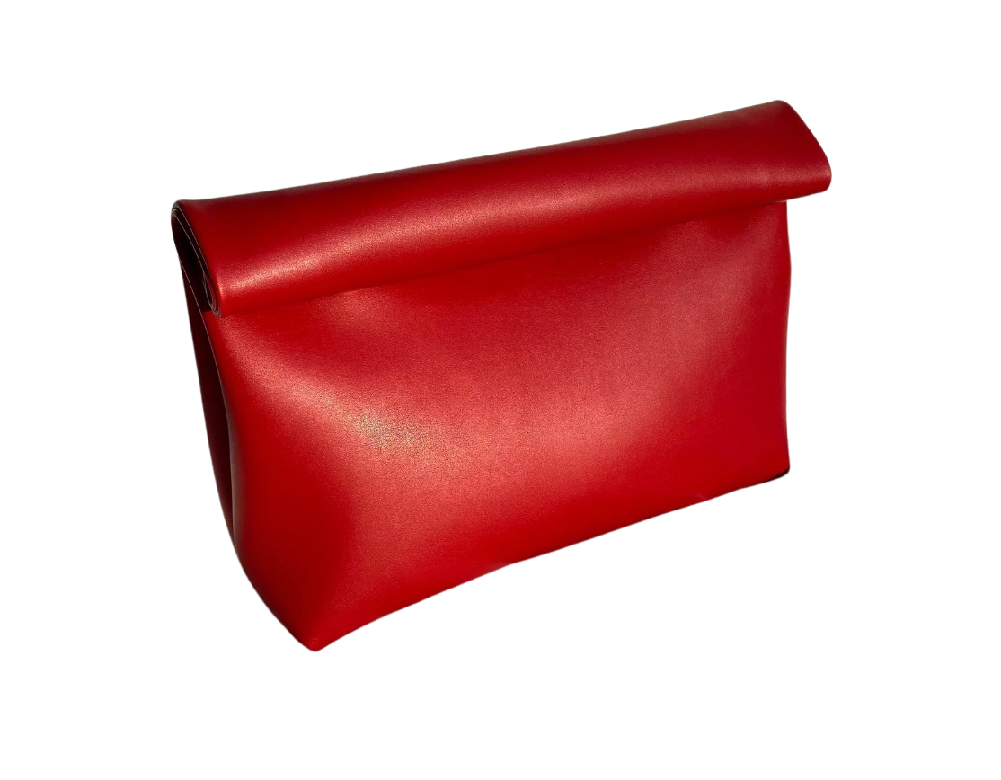 Red Vegan Leather Clutch