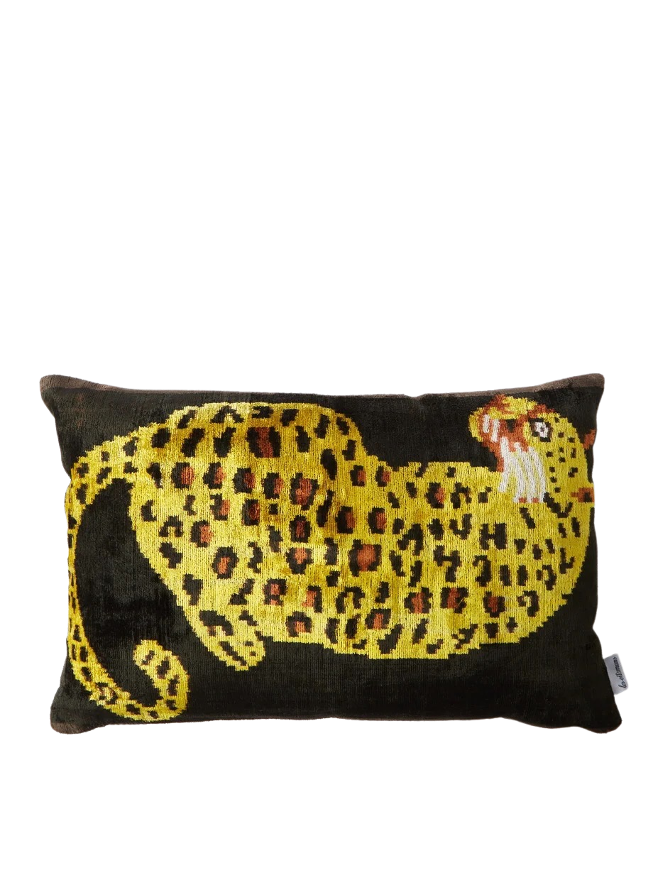 Leopard Print Silk Velvet Cushion