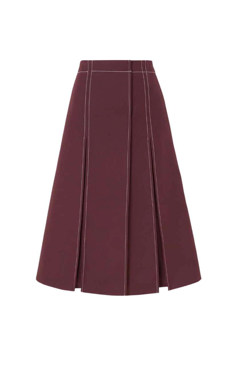 Savanna pleated twill midi wrap skirt