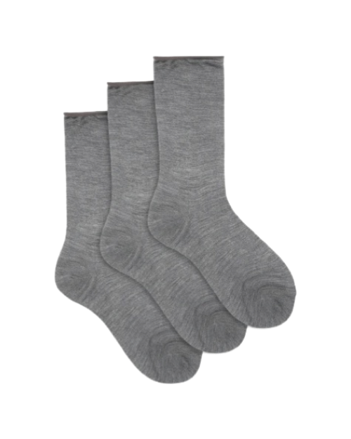 Pack of three roll-top silk socks