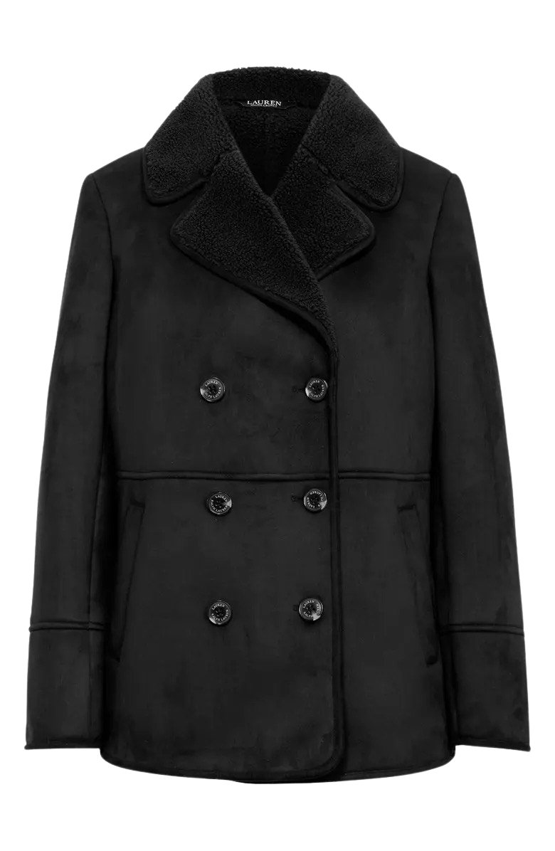 Double Breasted Faux Shearling Coat