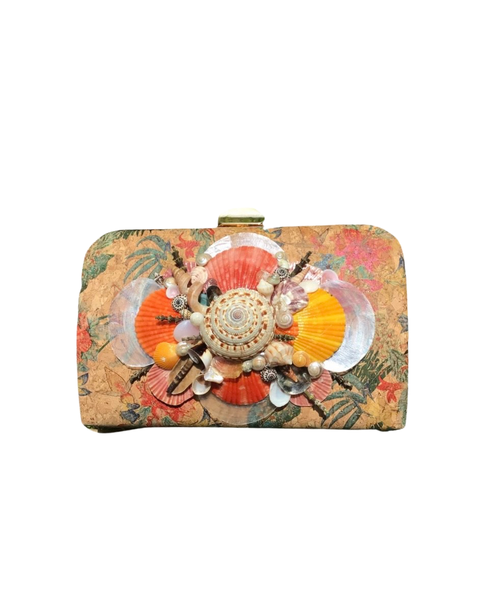 Seashell Embellished Cork Bag