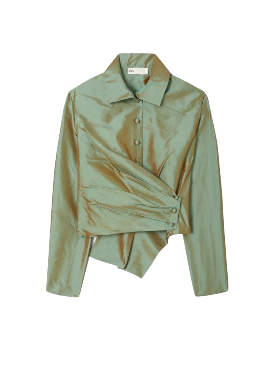 Iridescent Taffeta Wrap Shirt