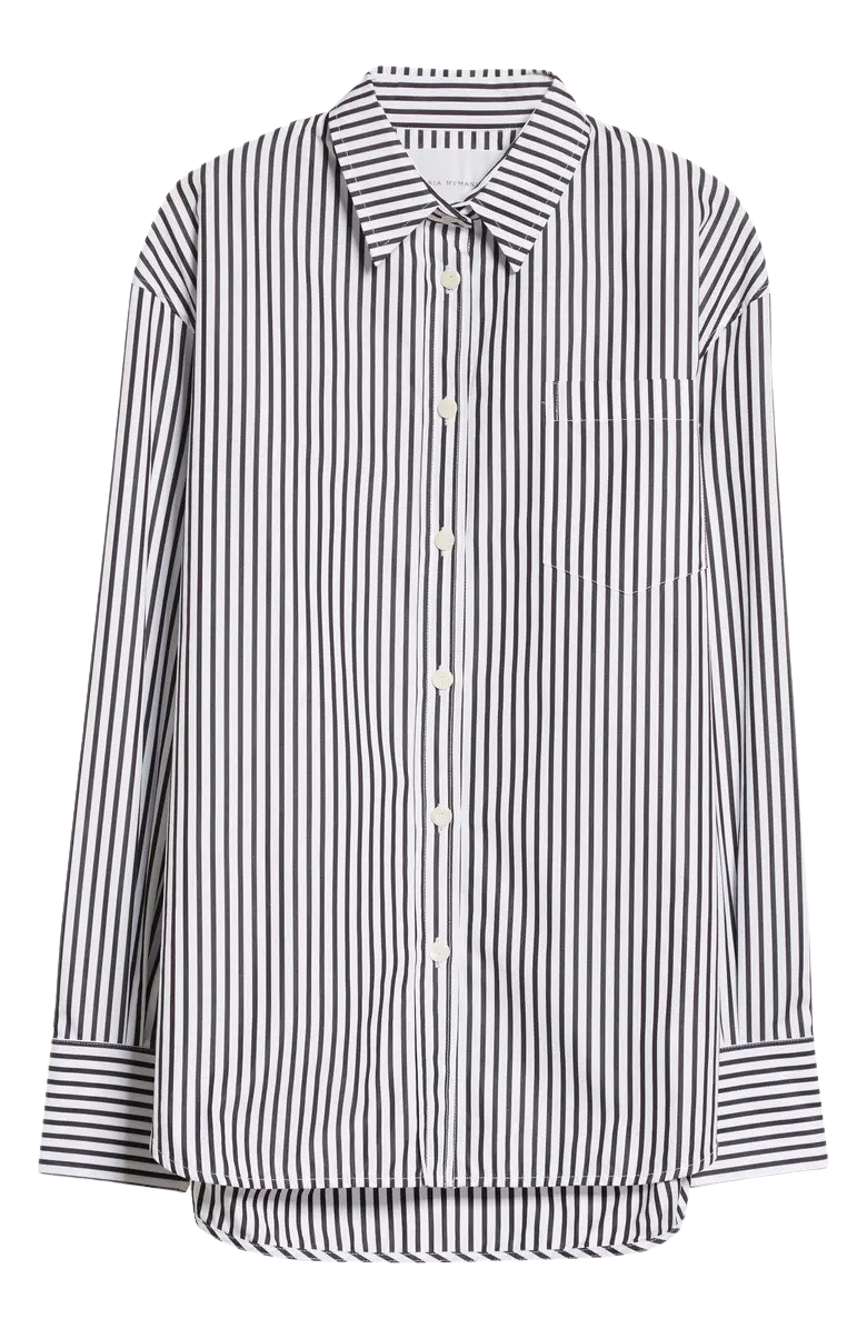 Stripe Oversize Organic Cotton Poplin Button-up Shirt