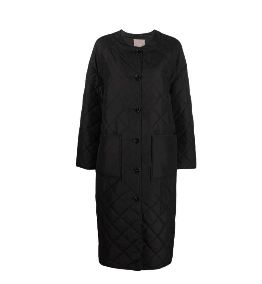 Collarless Quilted Coat