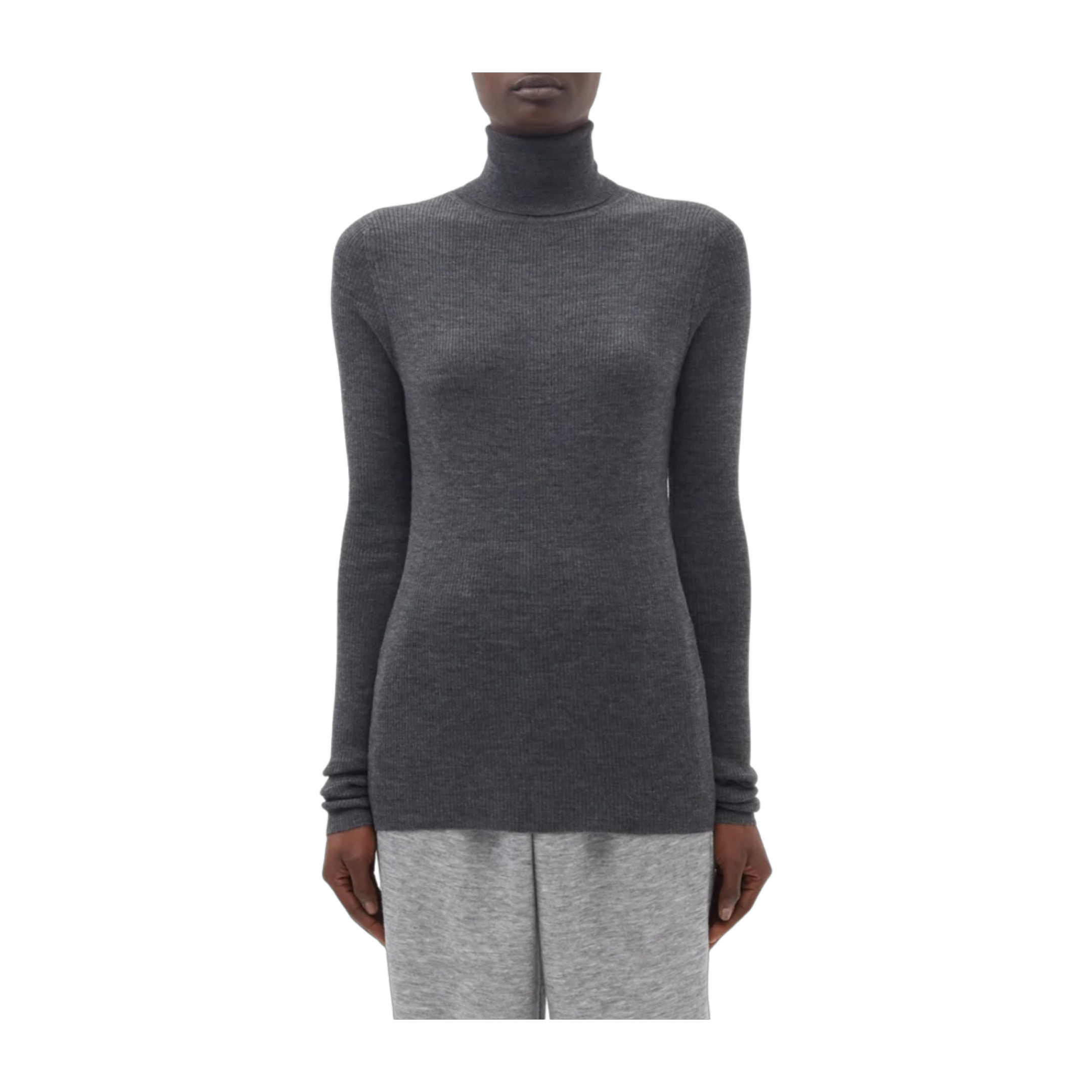 Roll-neck fine-rib merino-wool sweater