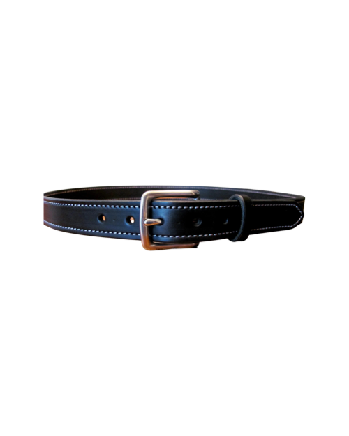 Handmade Black Leather Stitched Belt