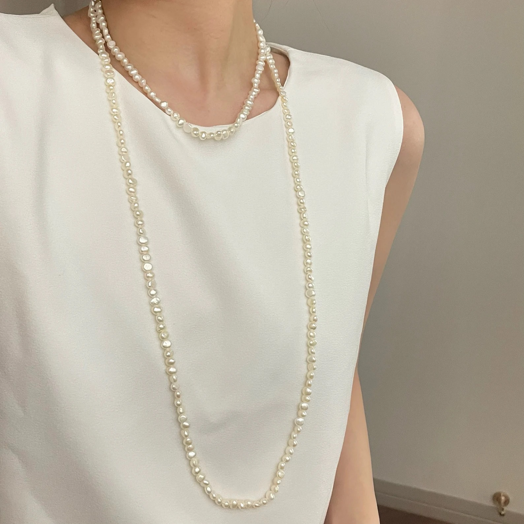 Long Natural Freshwater Pearl Necklace